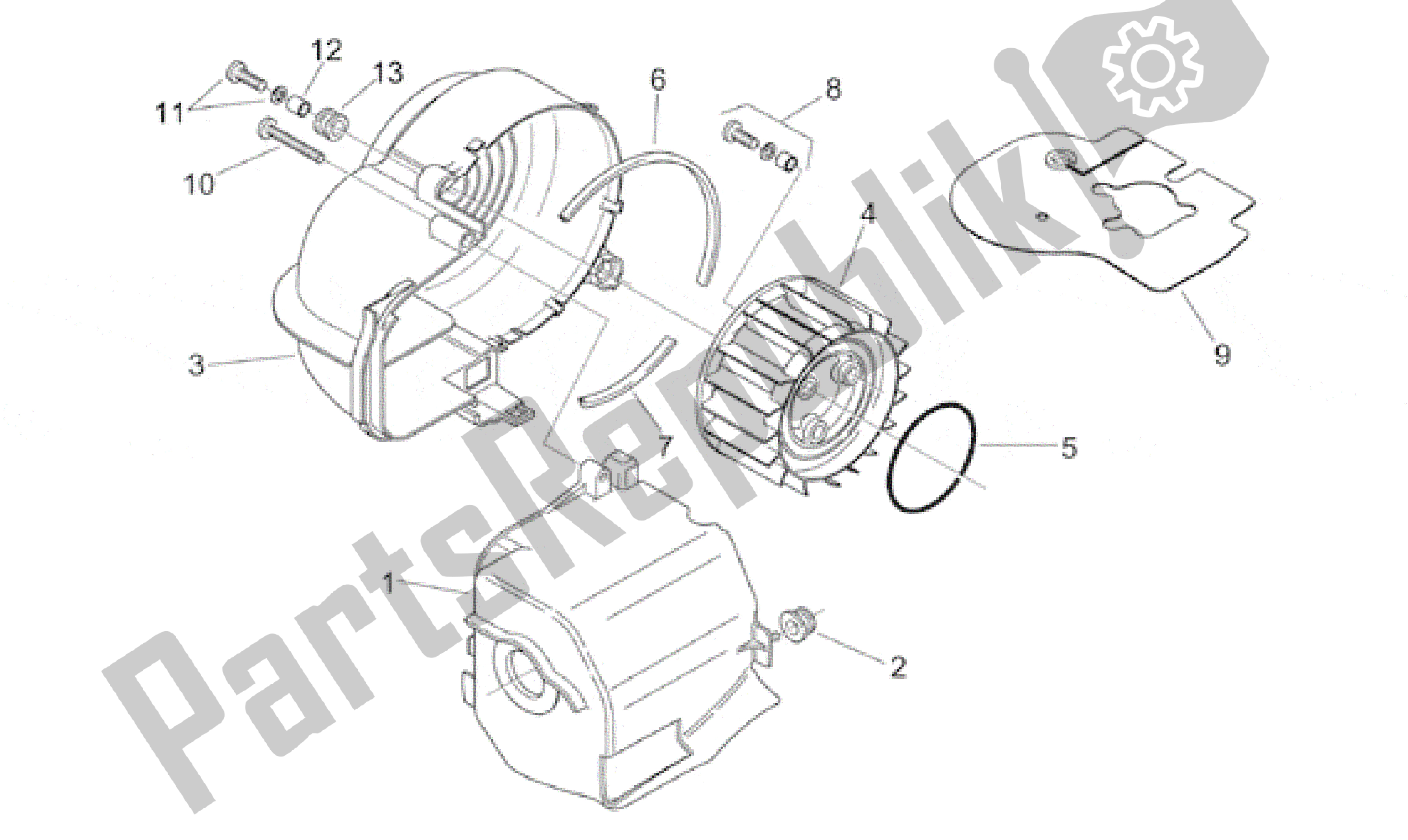 All parts for the Engine Plastic of the Aprilia Scarabeo 100 2000