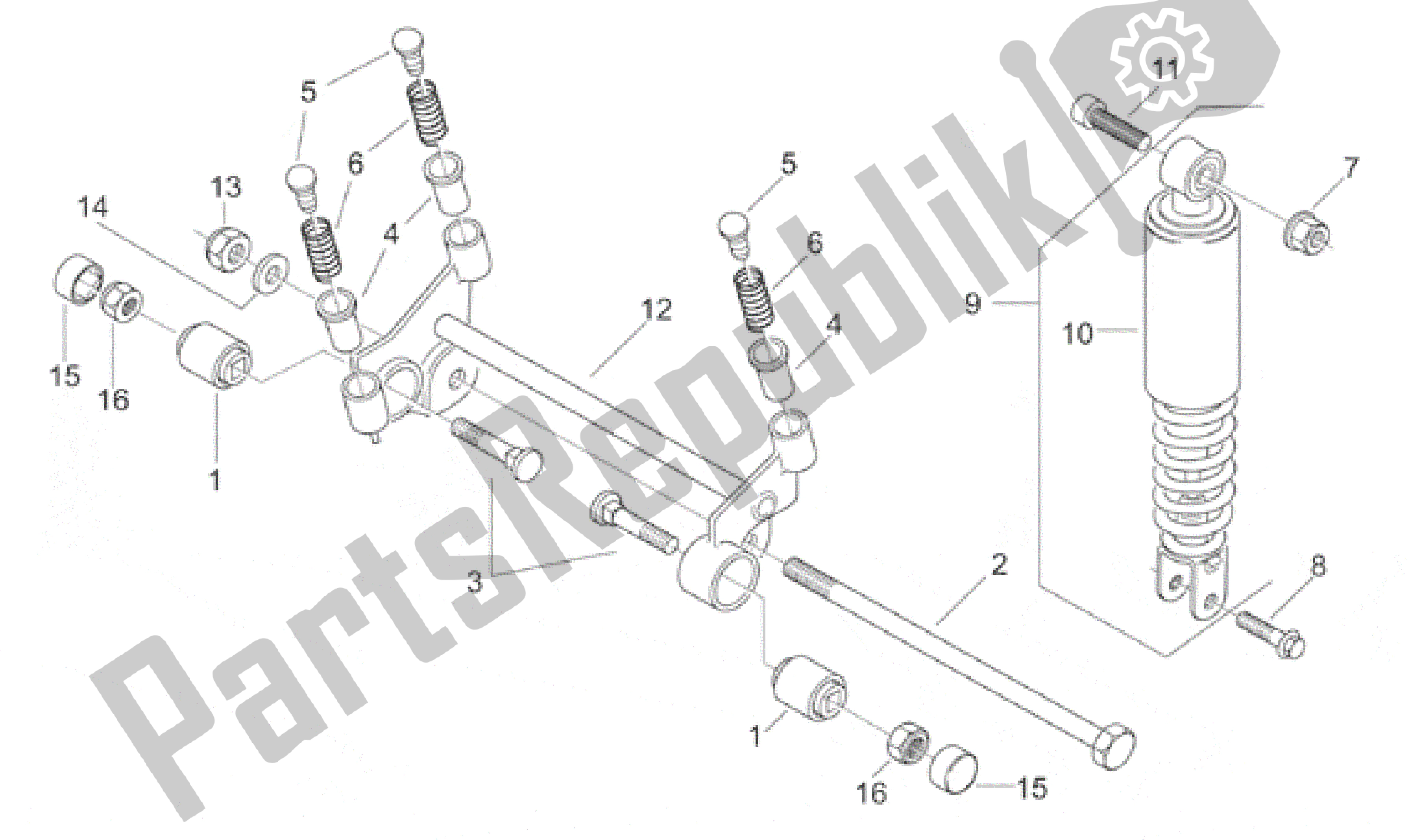 All parts for the R. Shock Absorber-connect. Rod of the Aprilia Scarabeo 100 2000