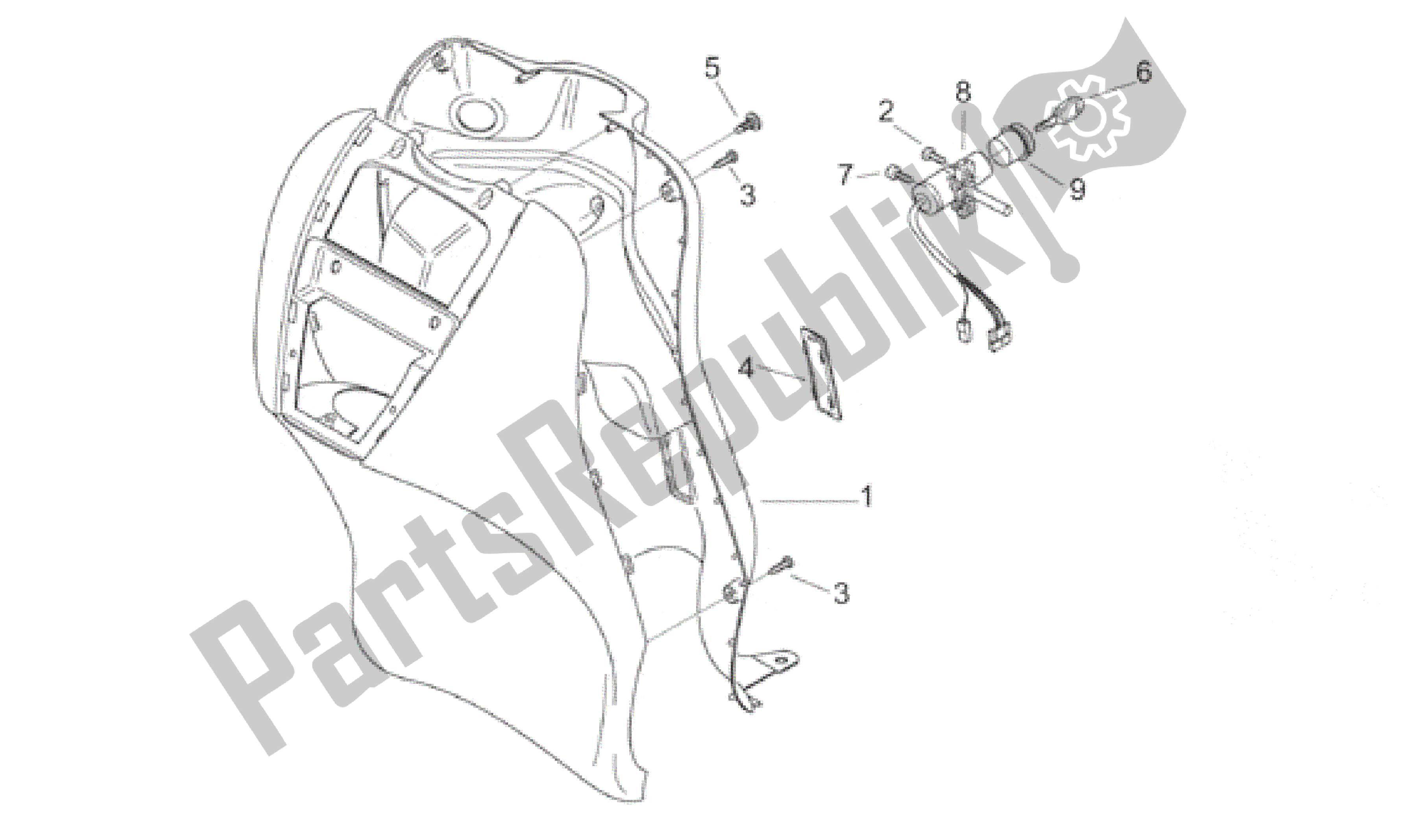 Alle Teile für das Vorderkörper V - Innenschild des Aprilia Scarabeo 100 2000