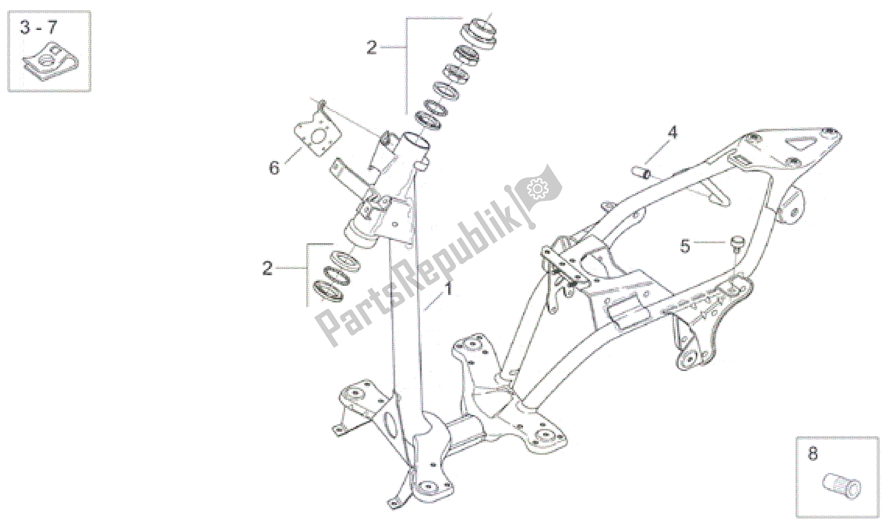 Alle Teile für das Rahmen des Aprilia Scarabeo 100 2000