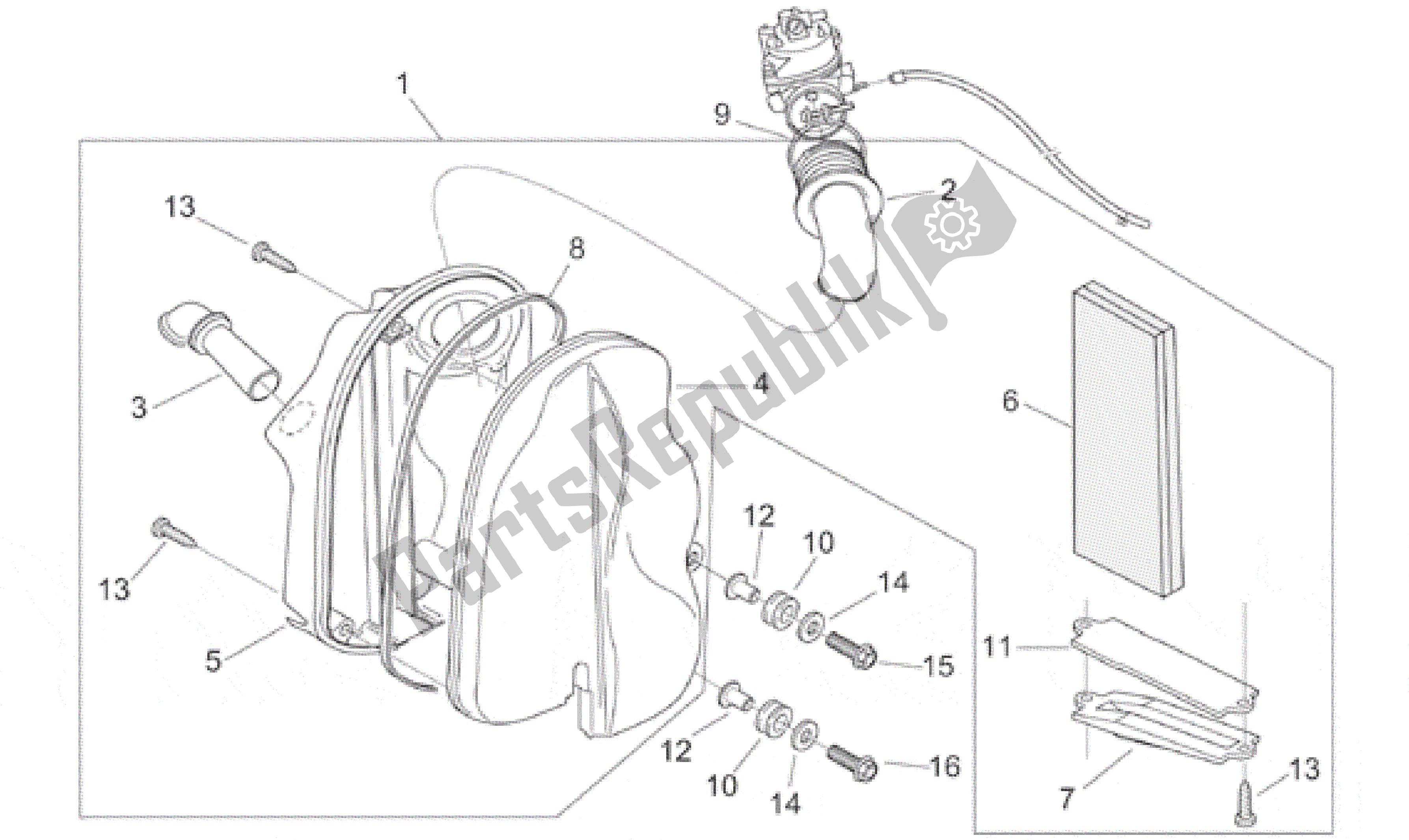 Tutte le parti per il Air Box del Aprilia Scarabeo 100 2000