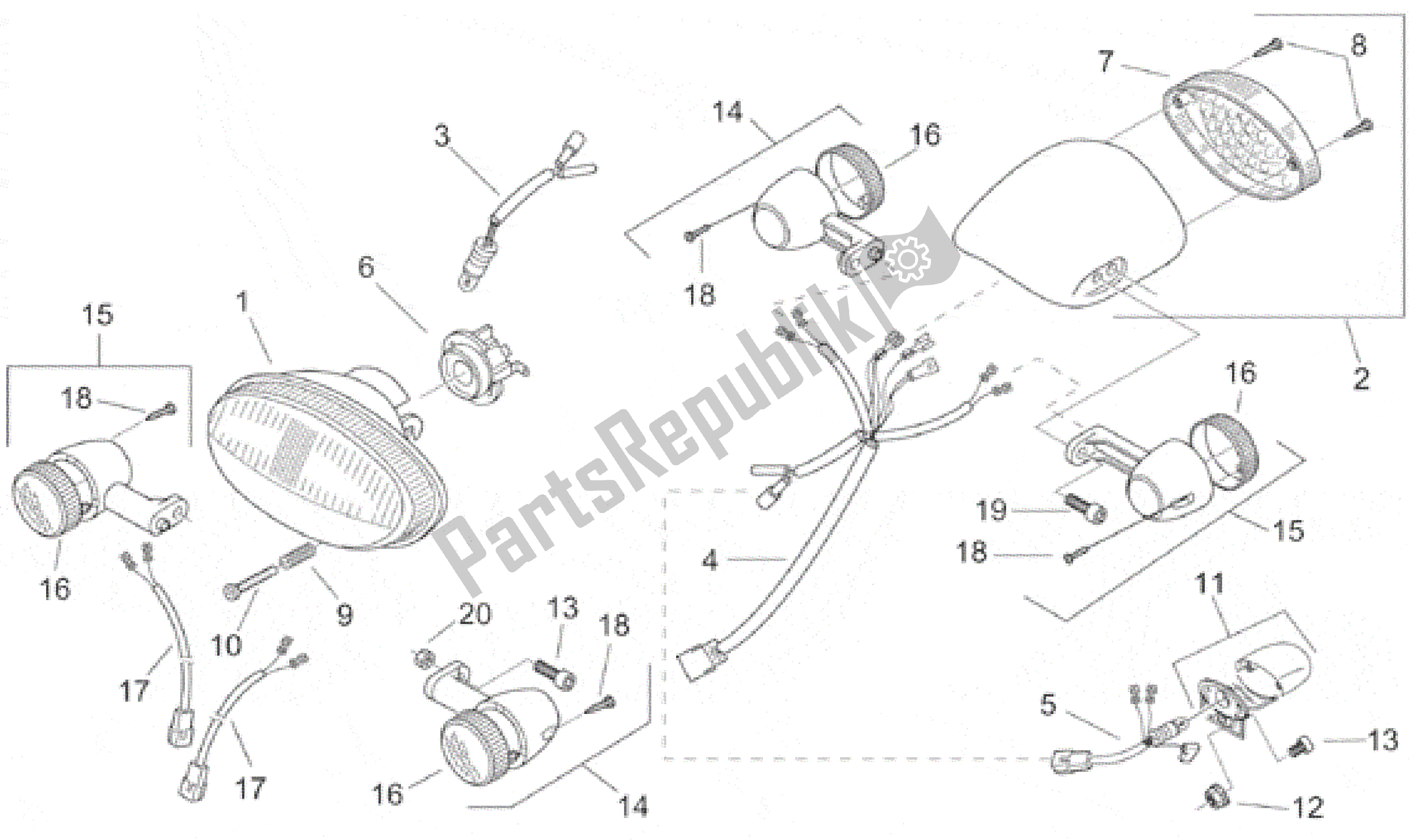 Toutes les pièces pour le Lumières du Aprilia Scarabeo 100 2000