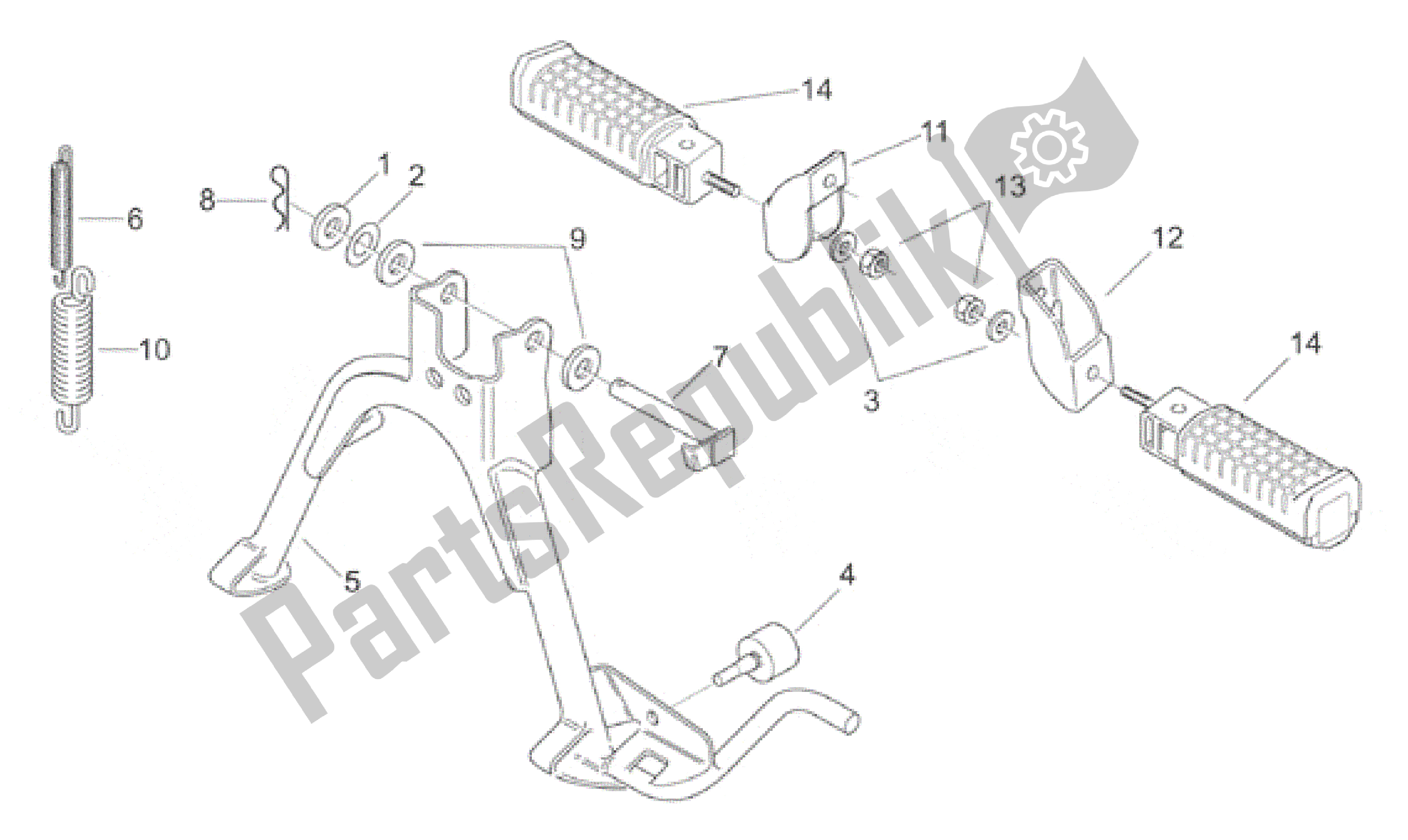 Todas as partes de Apoios Para Os Pés - Apoio Lateral do Aprilia Scarabeo 100 2000