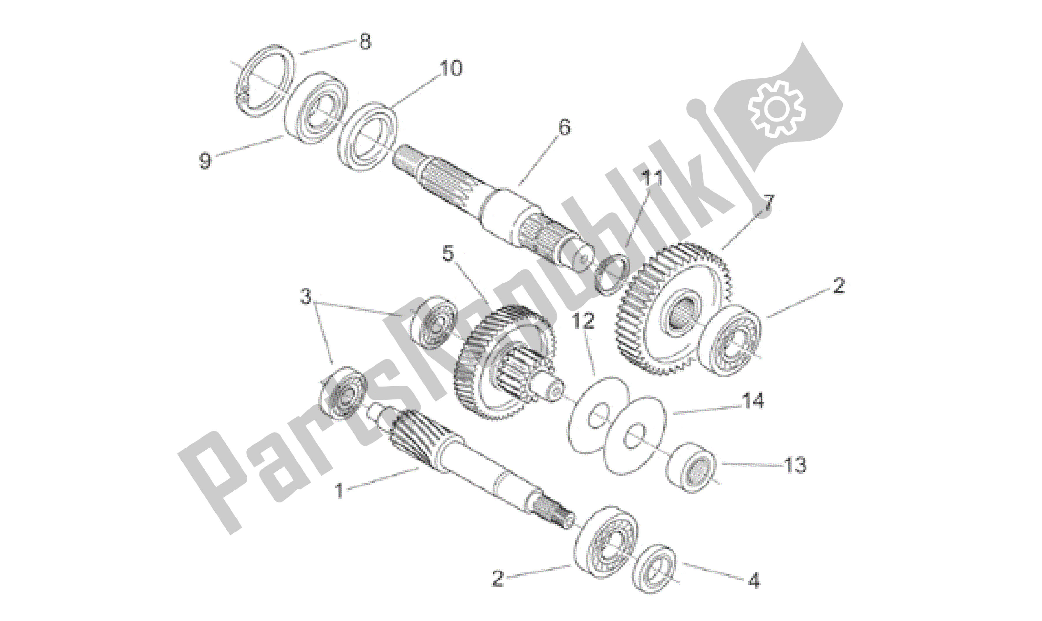 All parts for the Transmission Final Drive of the Aprilia Scarabeo 100 2000