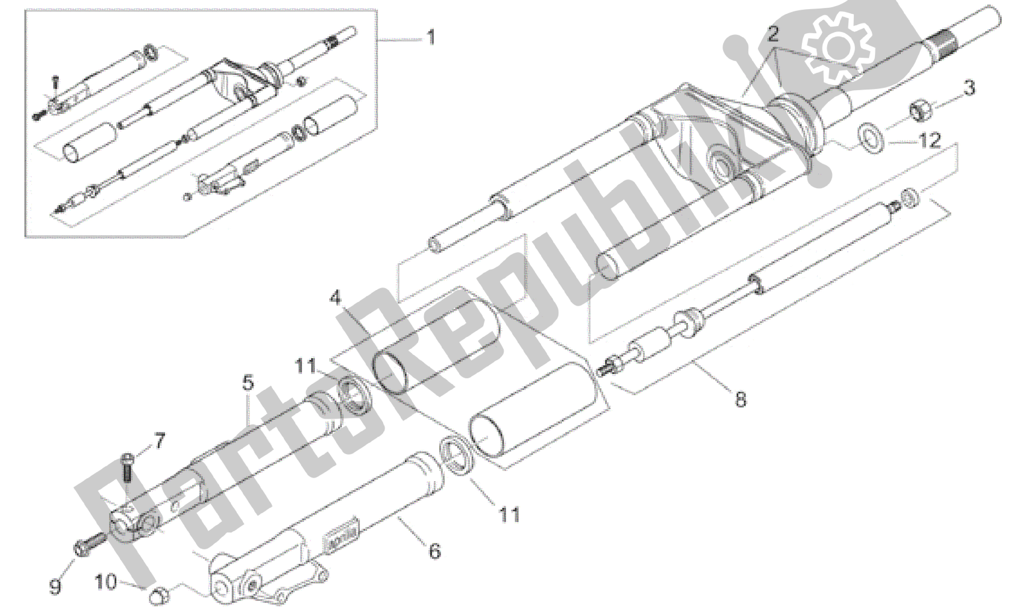 All parts for the Front Fork of the Aprilia Scarabeo 100 2000