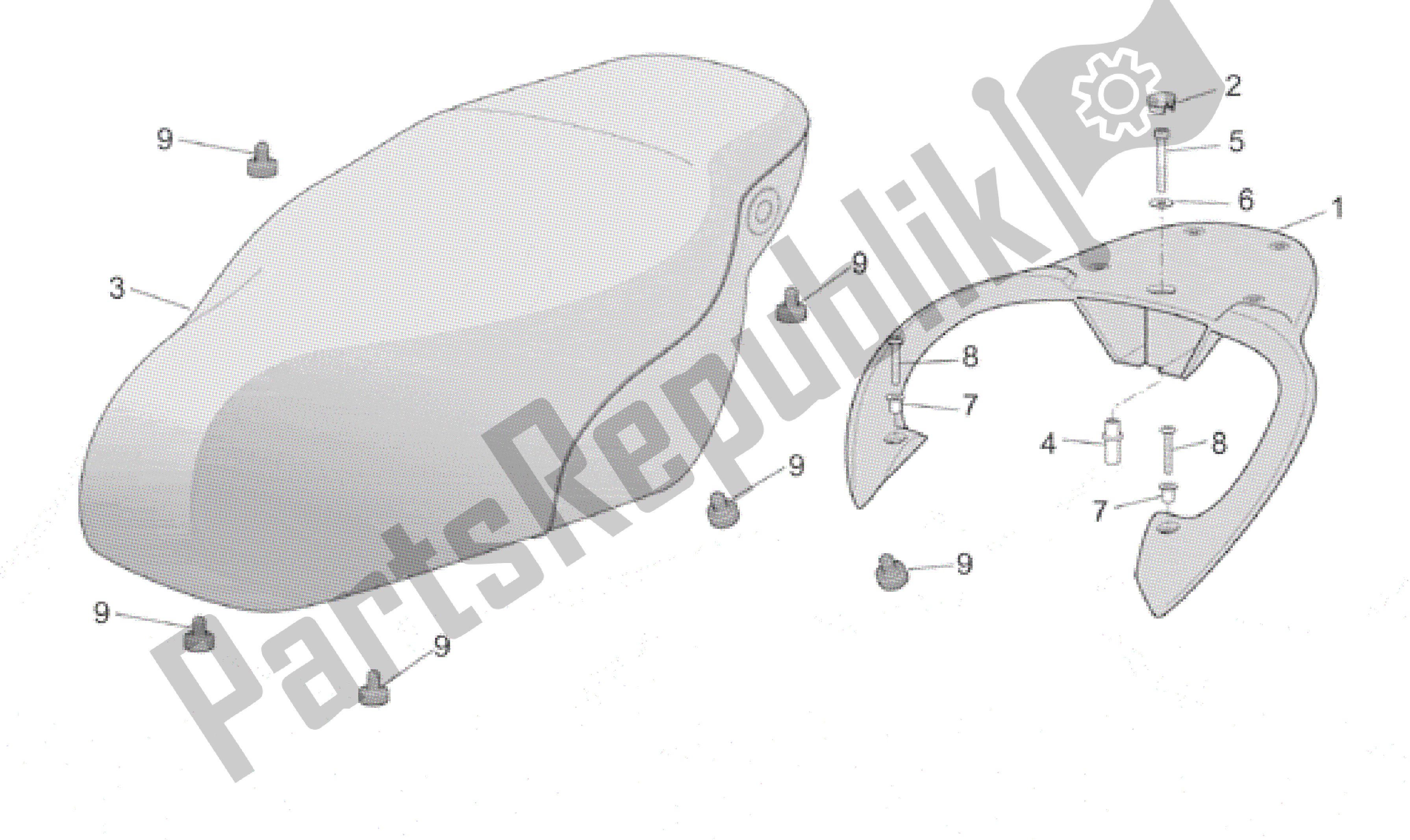 Tutte le parti per il Sedile - Vettore del Aprilia Scarabeo 100 2001 - 2005