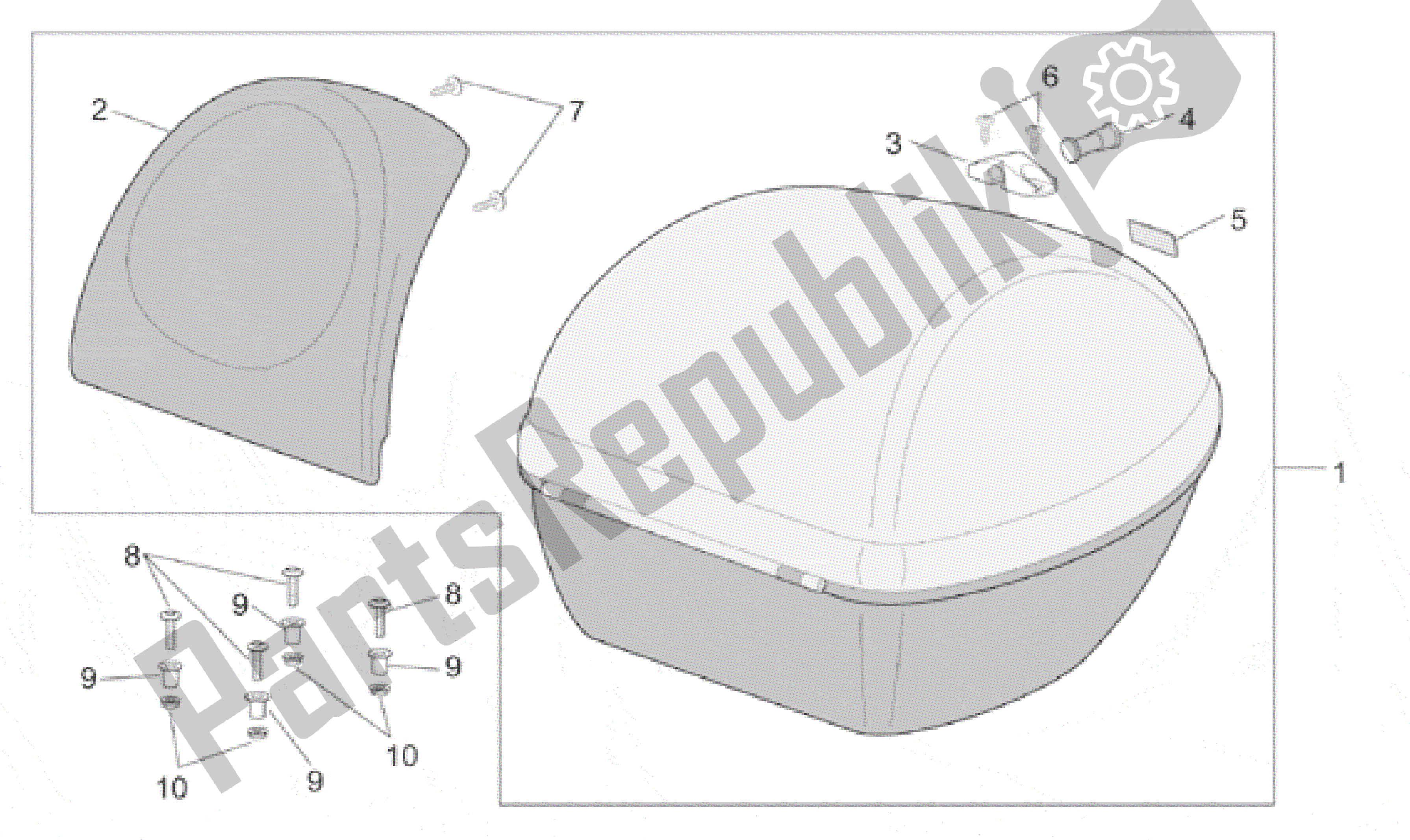 Toutes les pièces pour le Top Case du Aprilia Scarabeo 100 2001 - 2005