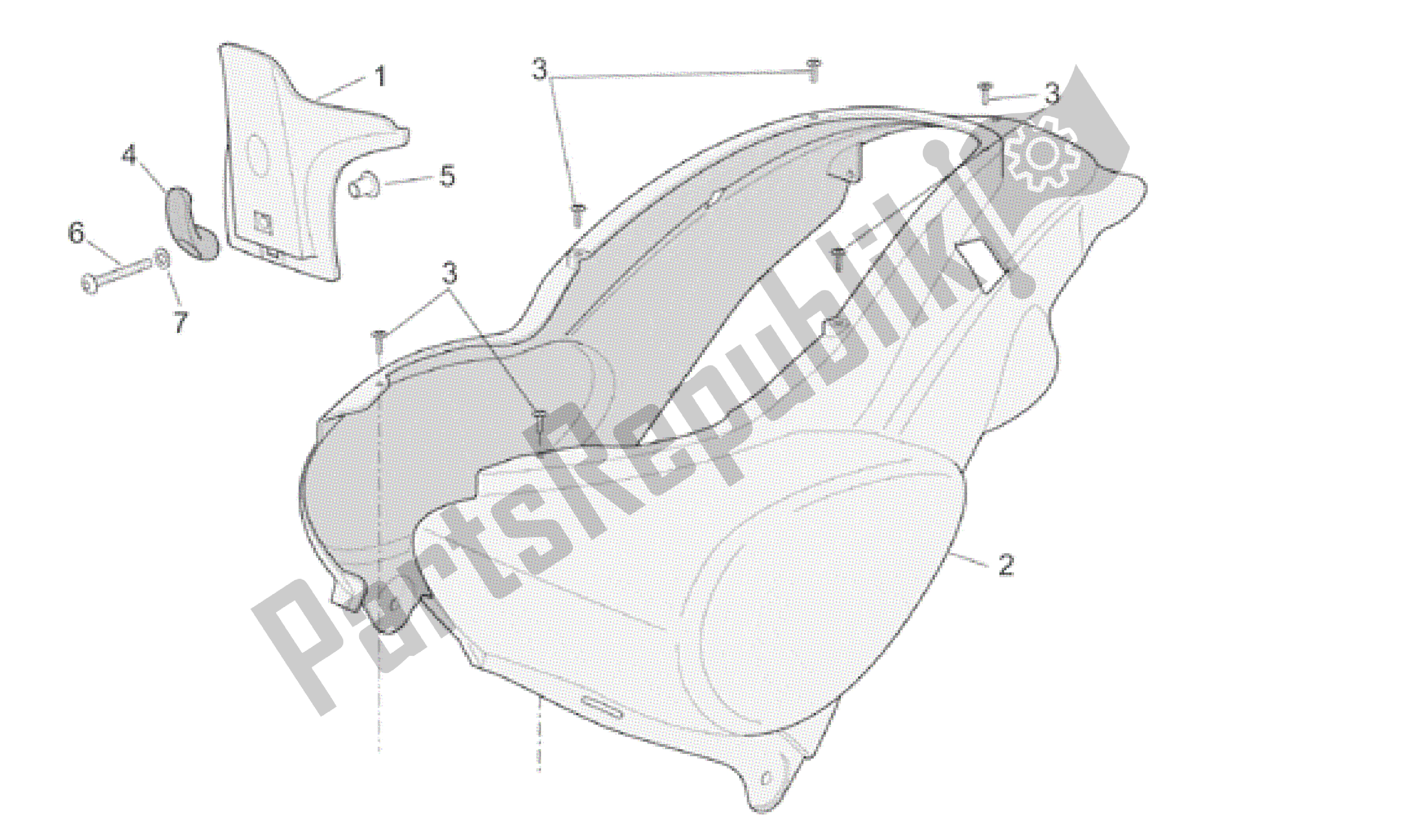 Toutes les pièces pour le Corps Arrière I du Aprilia Scarabeo 100 2001 - 2005