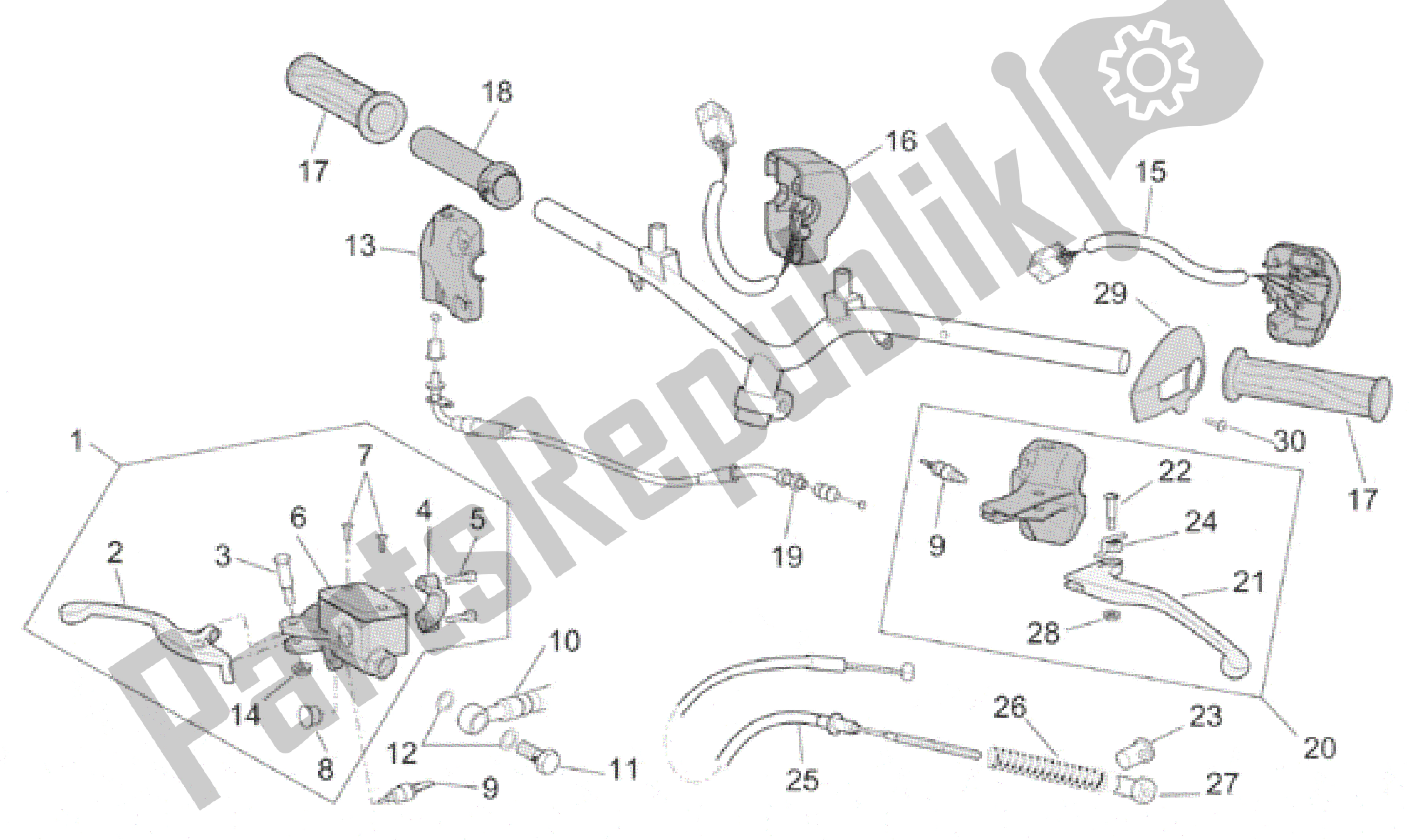 Wszystkie części do Sterownica Aprilia Scarabeo 100 2001 - 2005