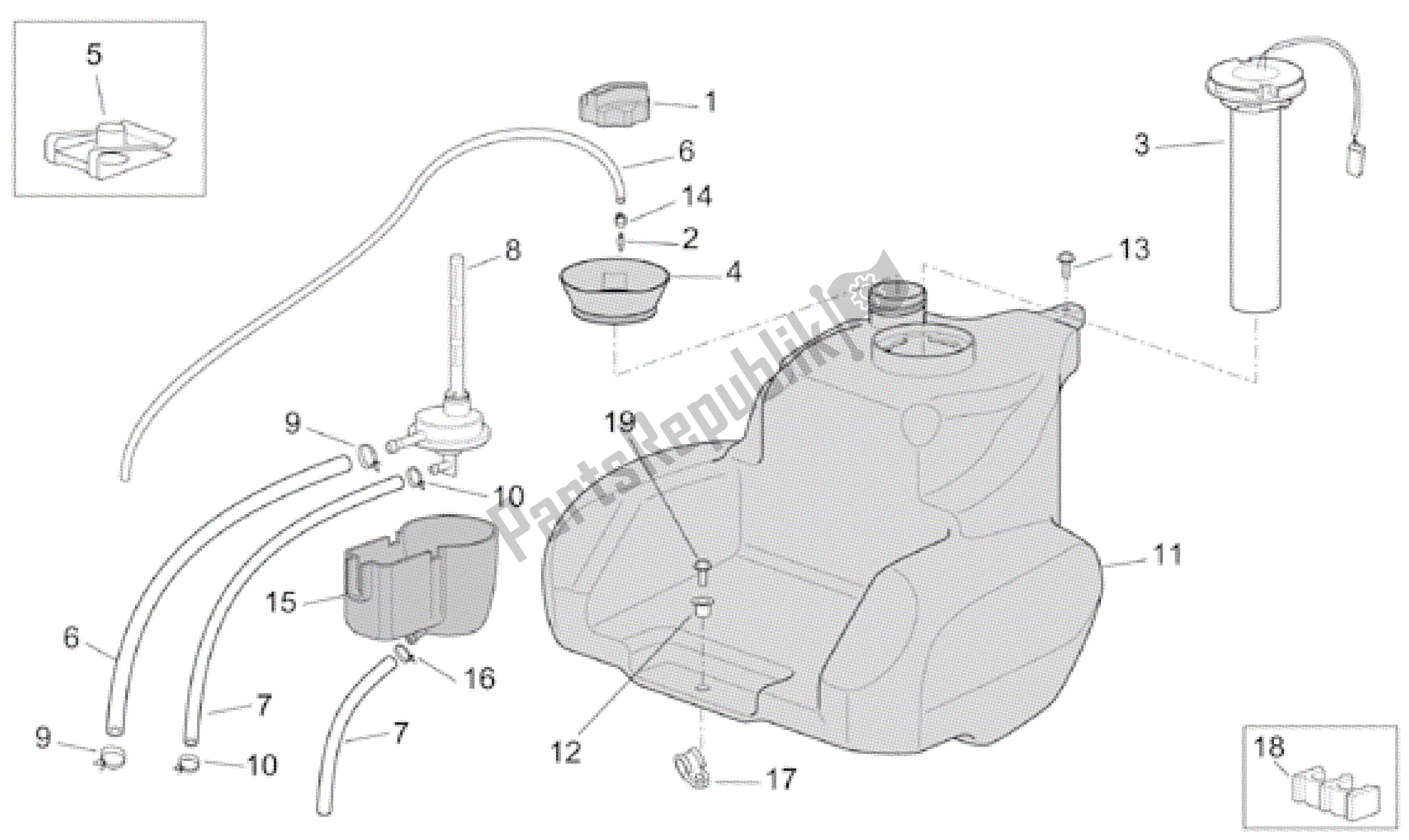 Toutes les pièces pour le Réservoir du Aprilia Scarabeo 100 2001 - 2005