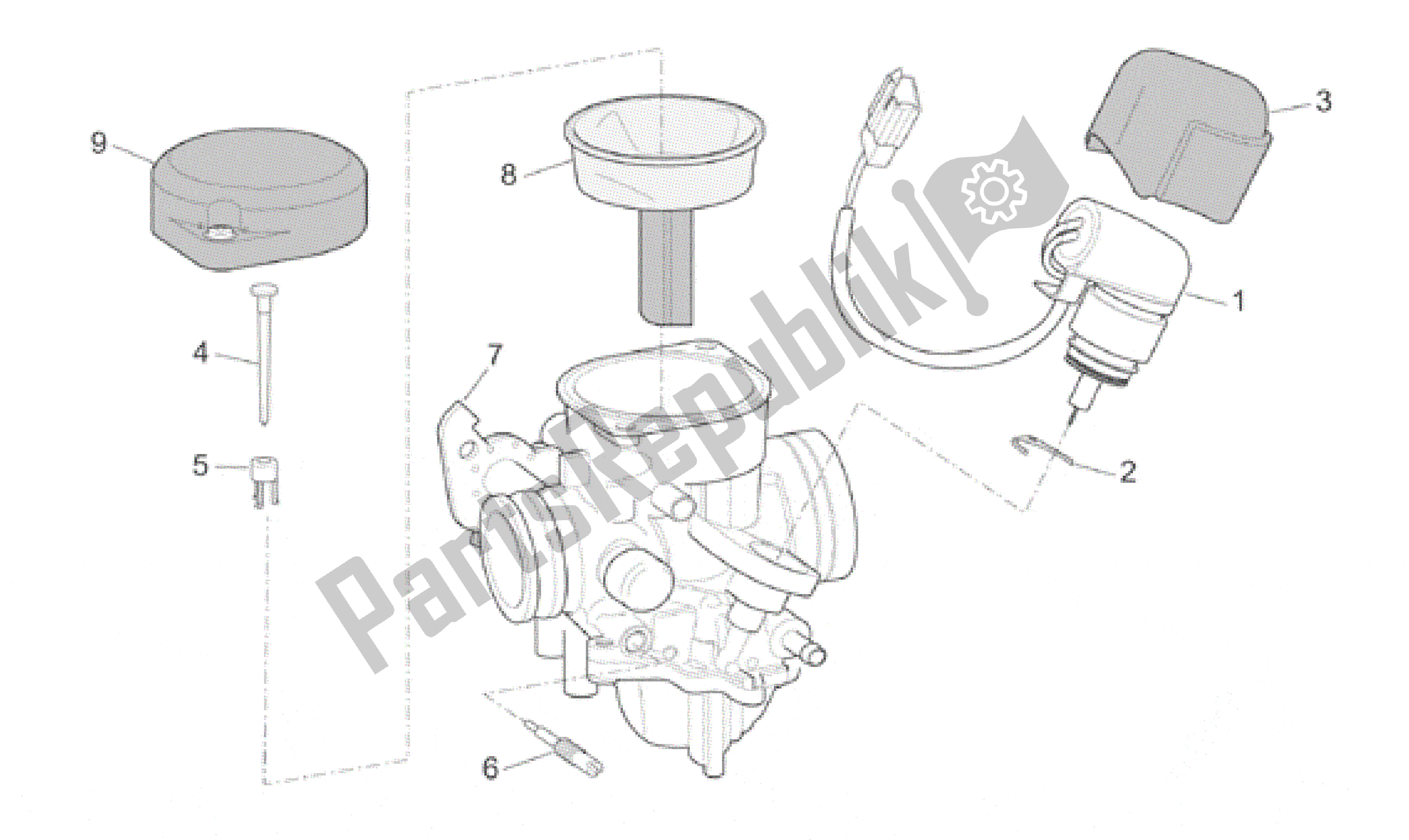 All parts for the Carburettor Ii of the Aprilia Scarabeo 100 2001 - 2005