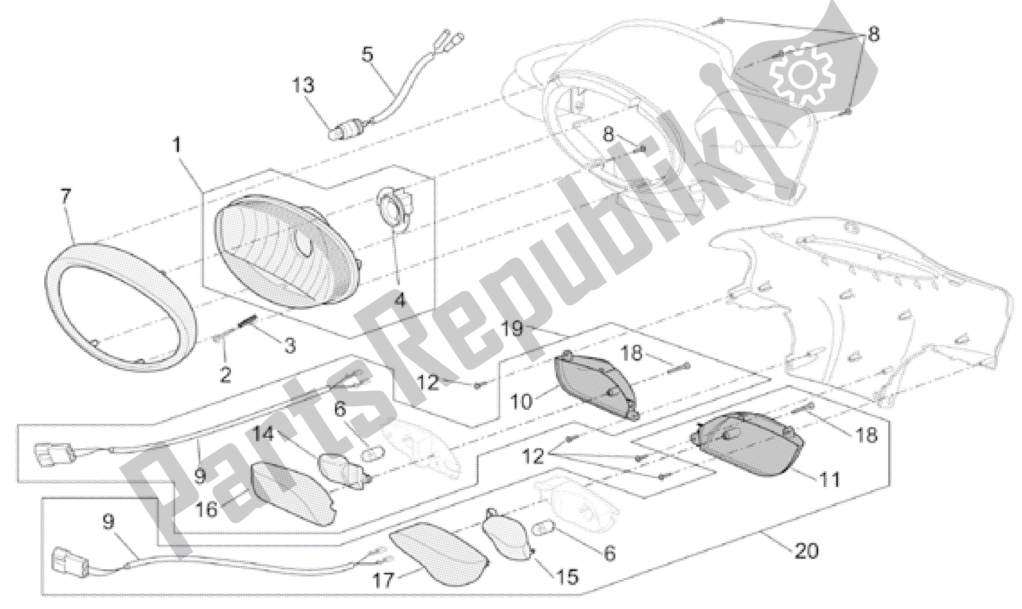 Toutes les pièces pour le Feux Avant du Aprilia Scarabeo 100 2001 - 2005