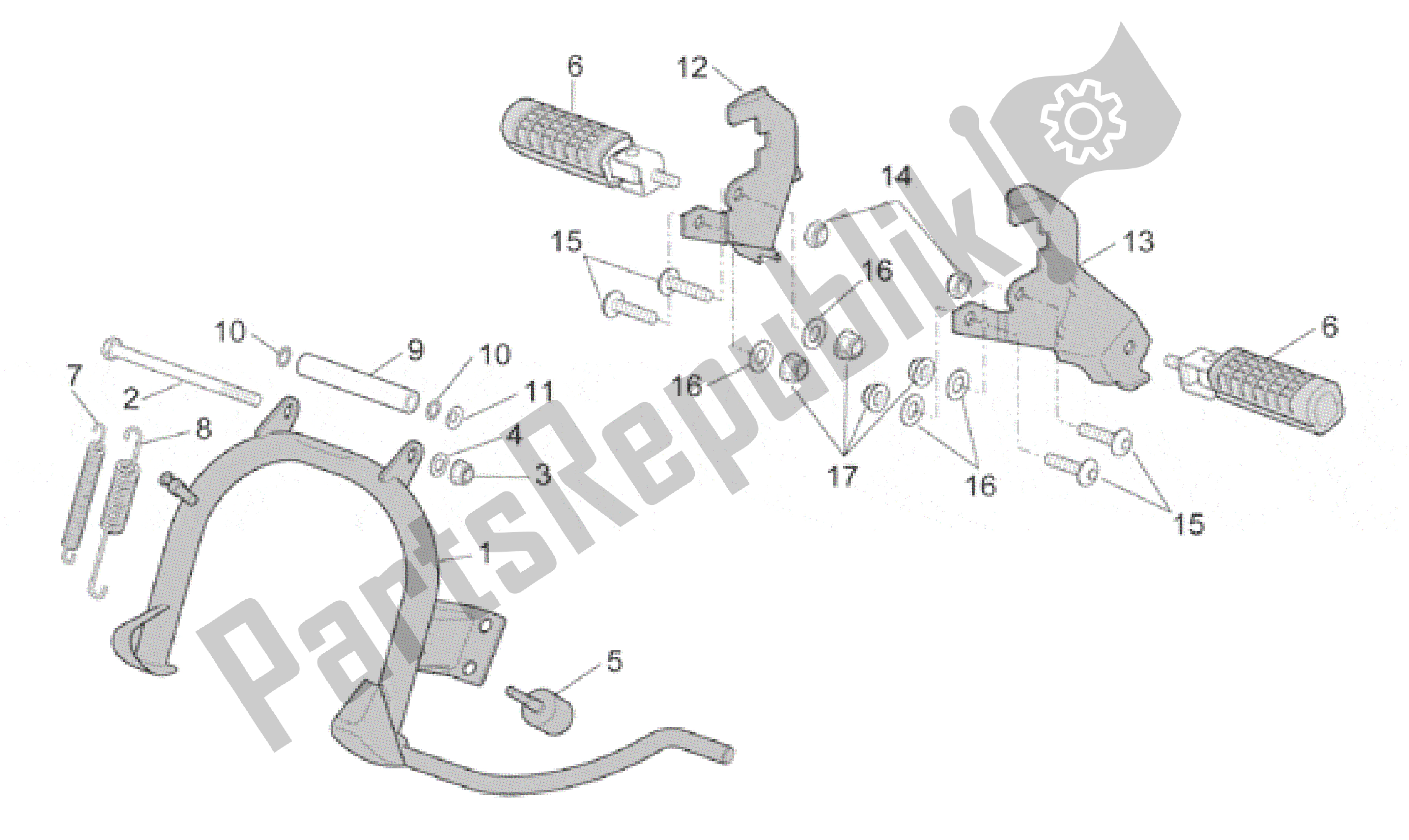 All parts for the Foot Rests - Lateral Stand of the Aprilia Scarabeo 100 2001 - 2005