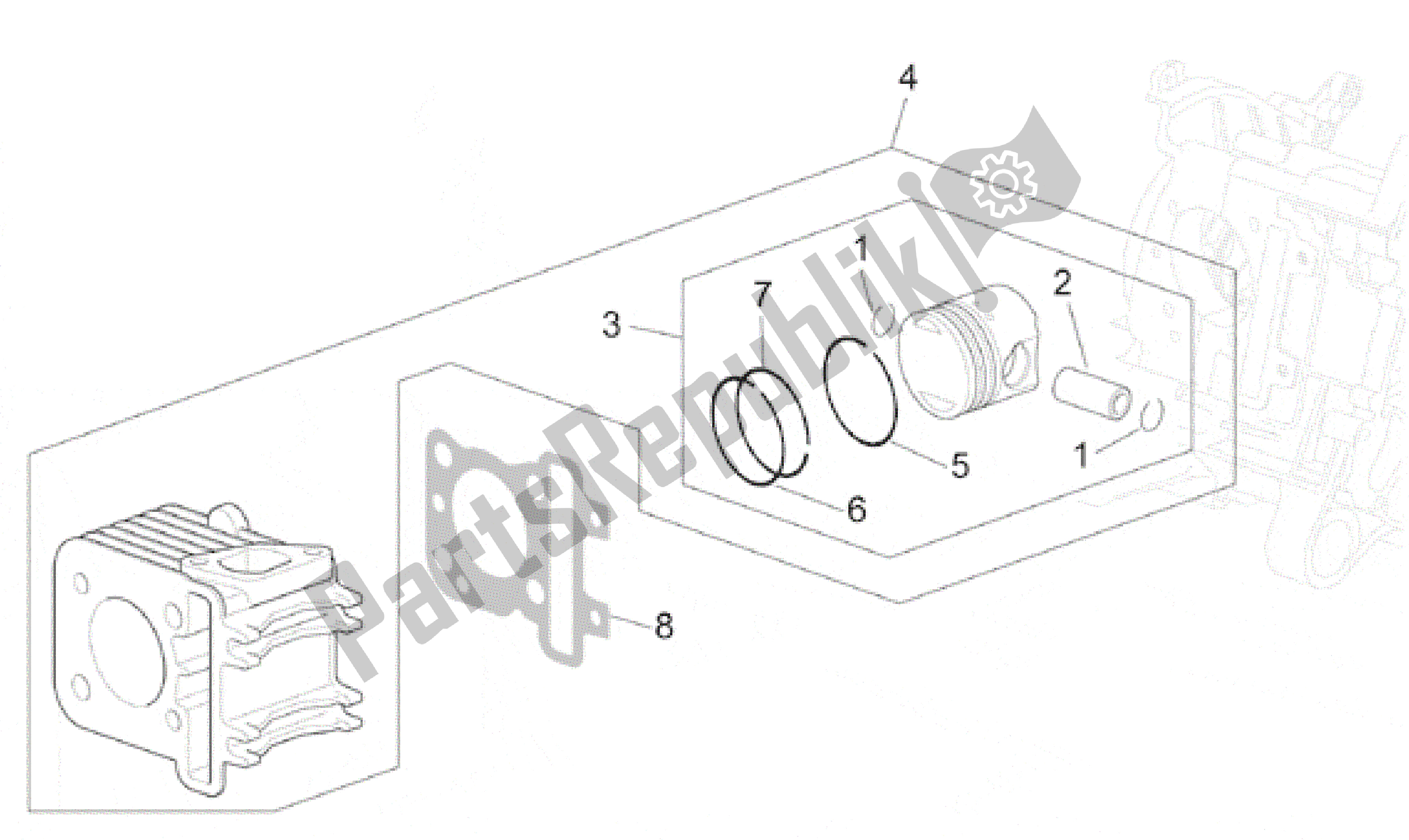 Wszystkie części do Cylinder - T? Ok Aprilia Scarabeo 100 2001 - 2005