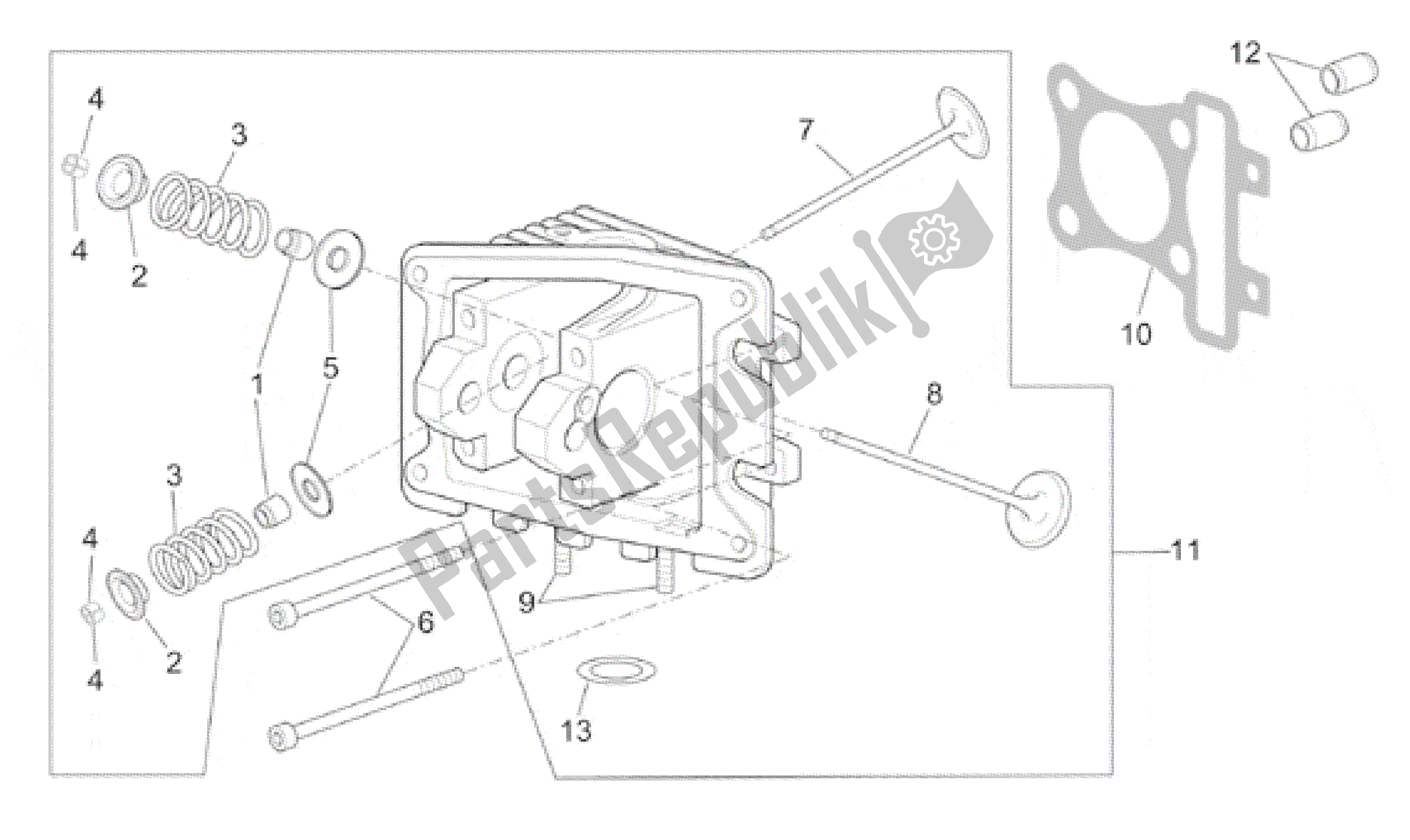 Toutes les pièces pour le Culasse - Soupapes du Aprilia Scarabeo 100 2001 - 2005