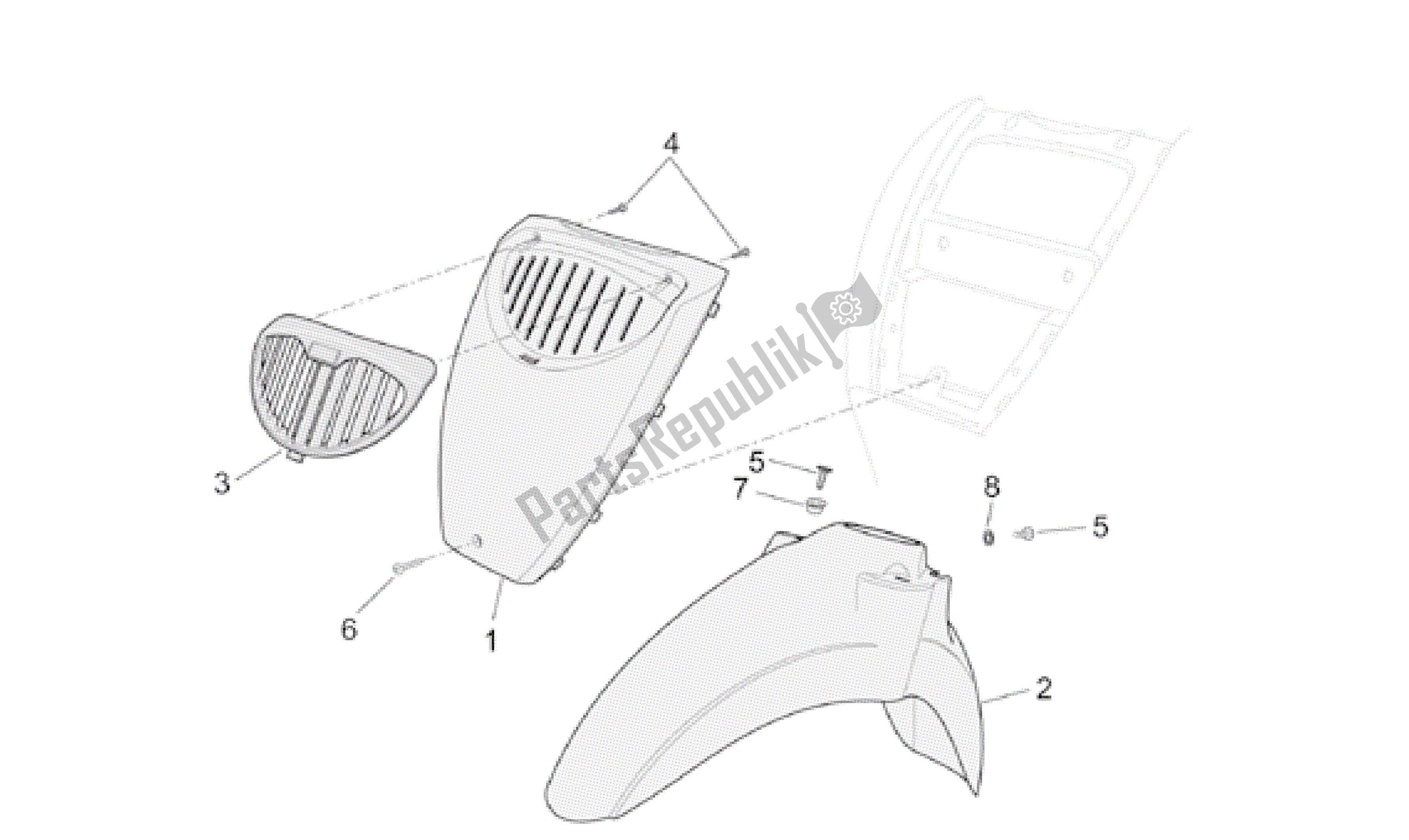 Tutte le parti per il Corpo Anteriore Ii del Aprilia Scarabeo 100 2001 - 2005