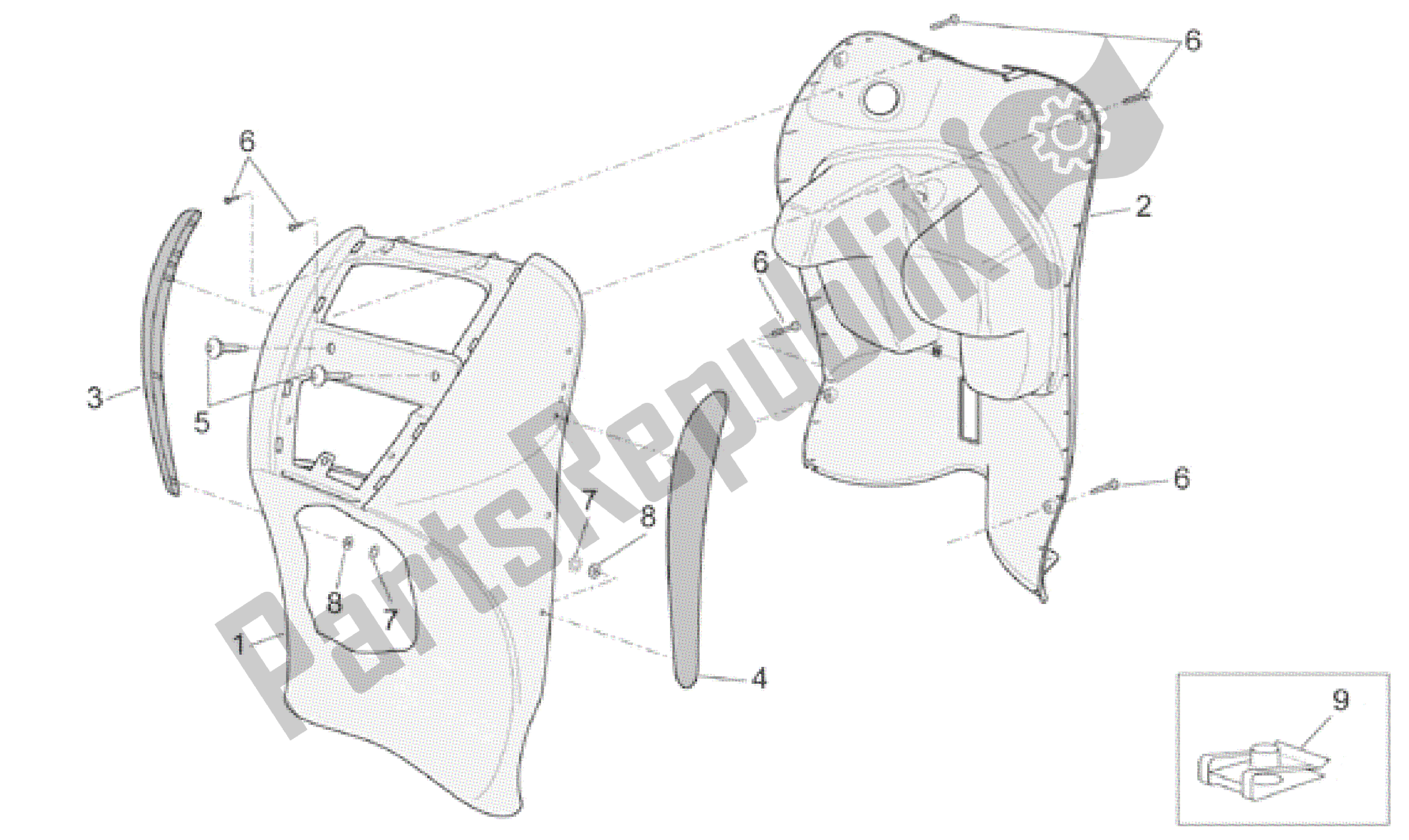 All parts for the Front Body Iii of the Aprilia Scarabeo 100 2001 - 2005
