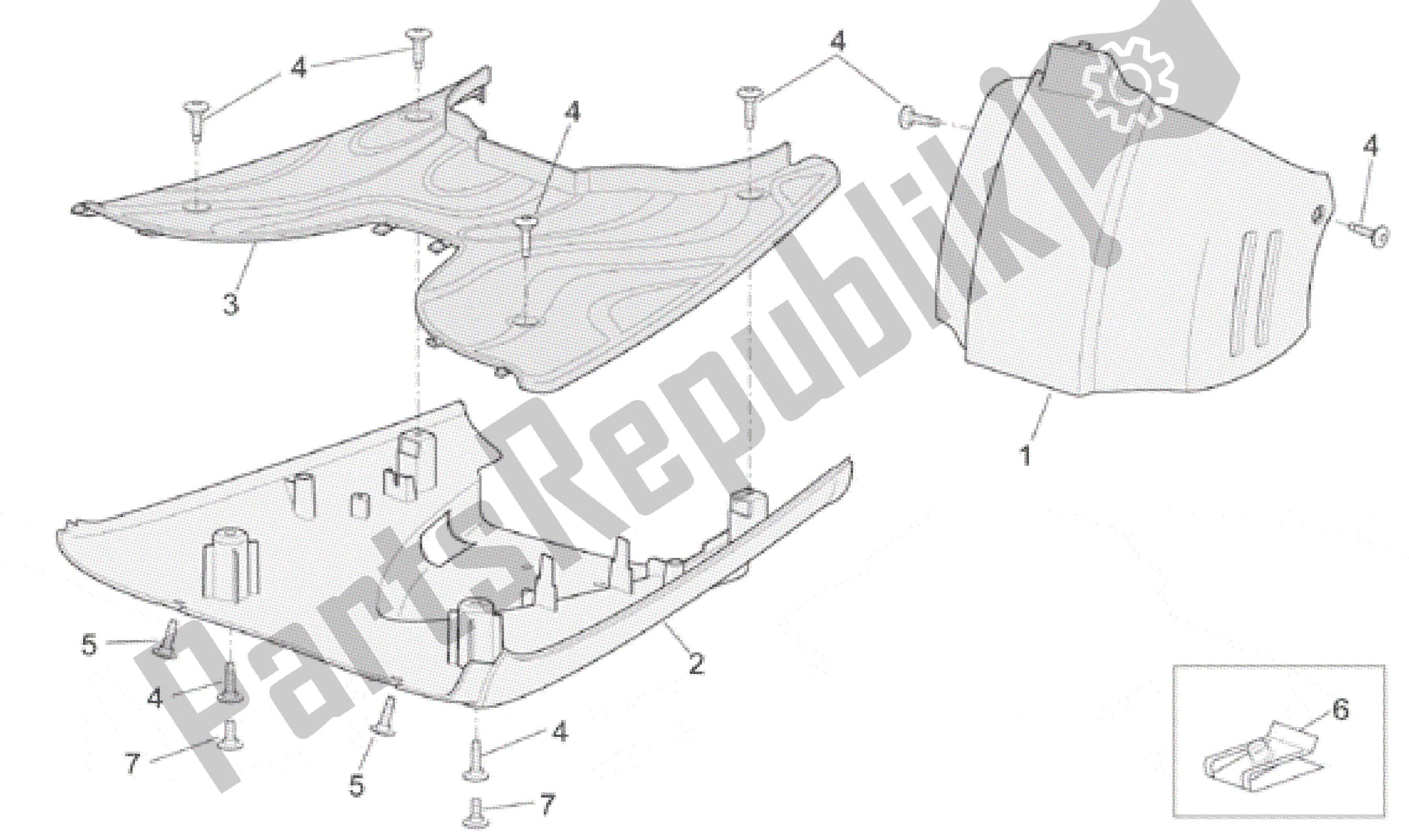 Toutes les pièces pour le Corps Central Ii du Aprilia Scarabeo 100 2001 - 2005