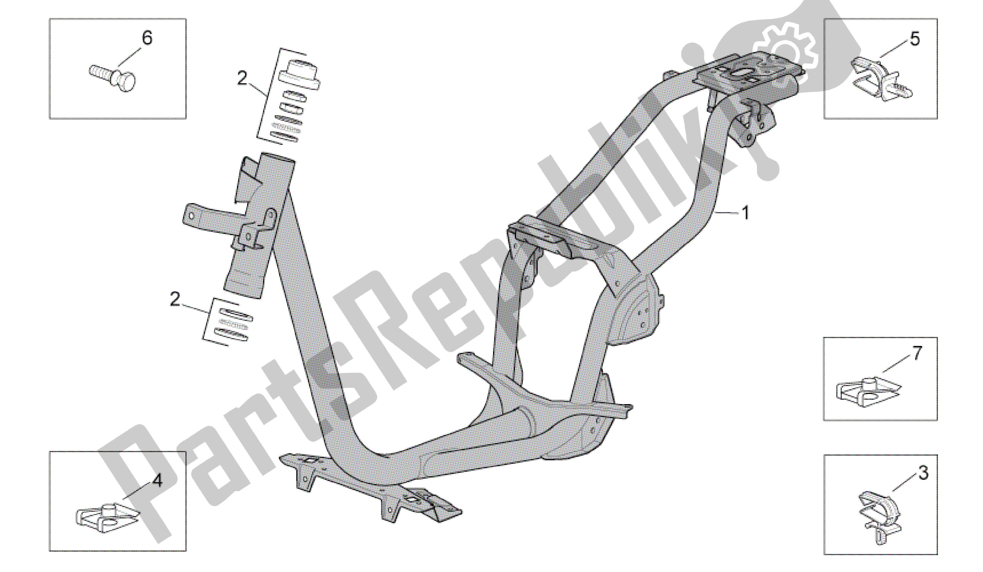 Tutte le parti per il Telaio del Aprilia Scarabeo 100 2006 - 2009