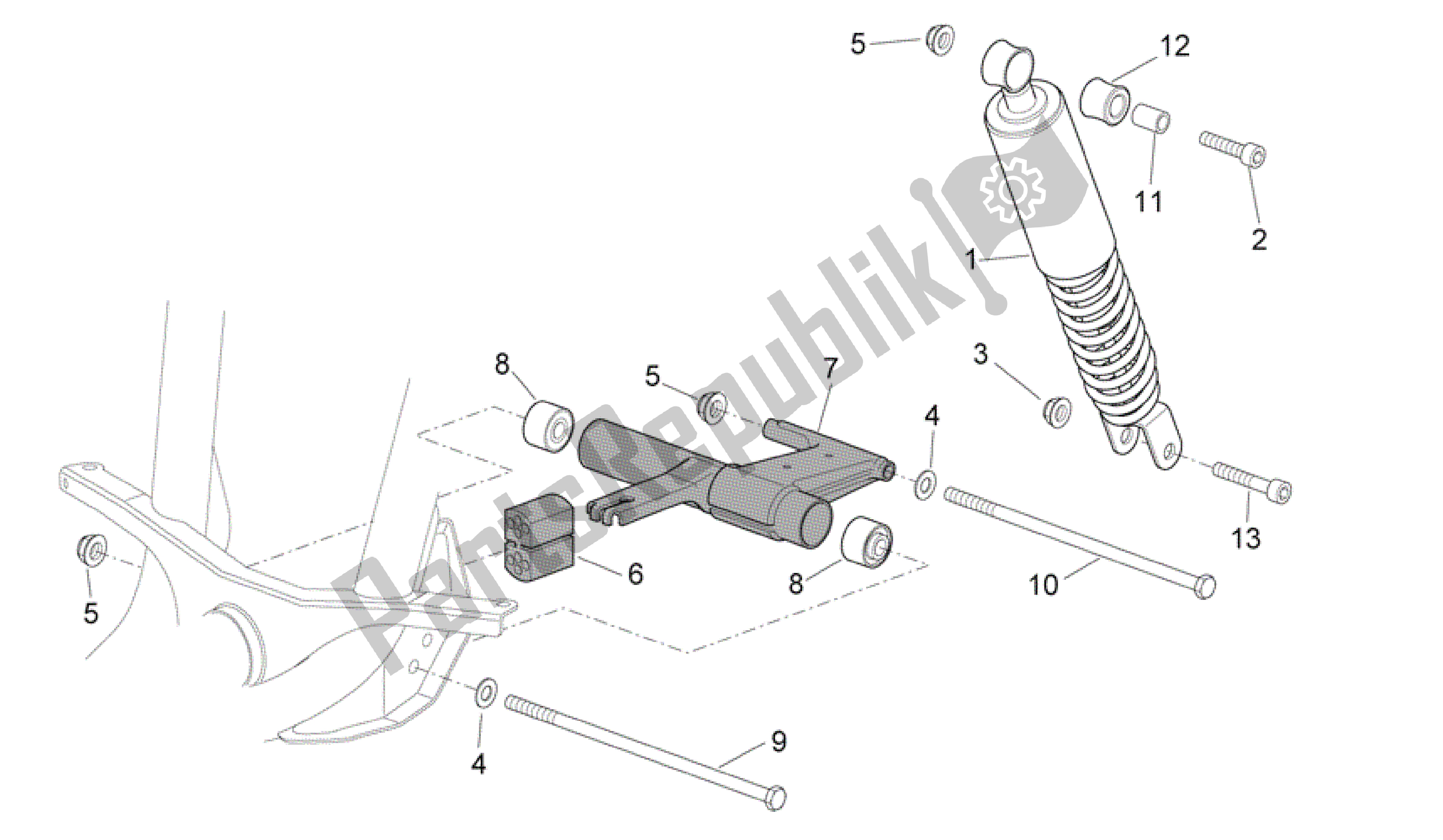 Toutes les pièces pour le R. Shock Absorber-connect. Barre du Aprilia Scarabeo 100 2006 - 2009