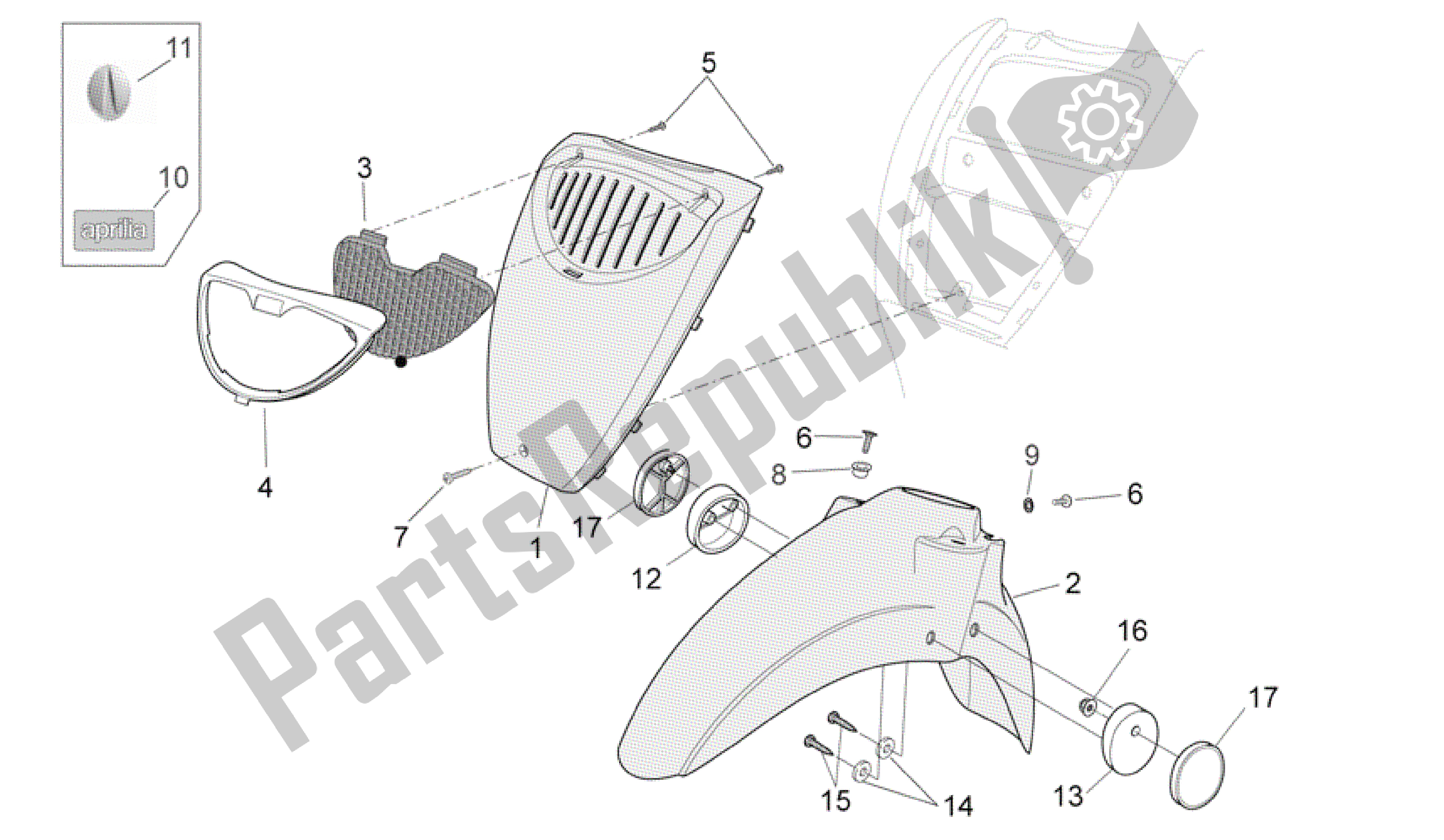 Tutte le parti per il Corpo Anteriore Ii del Aprilia Scarabeo 100 2006 - 2009