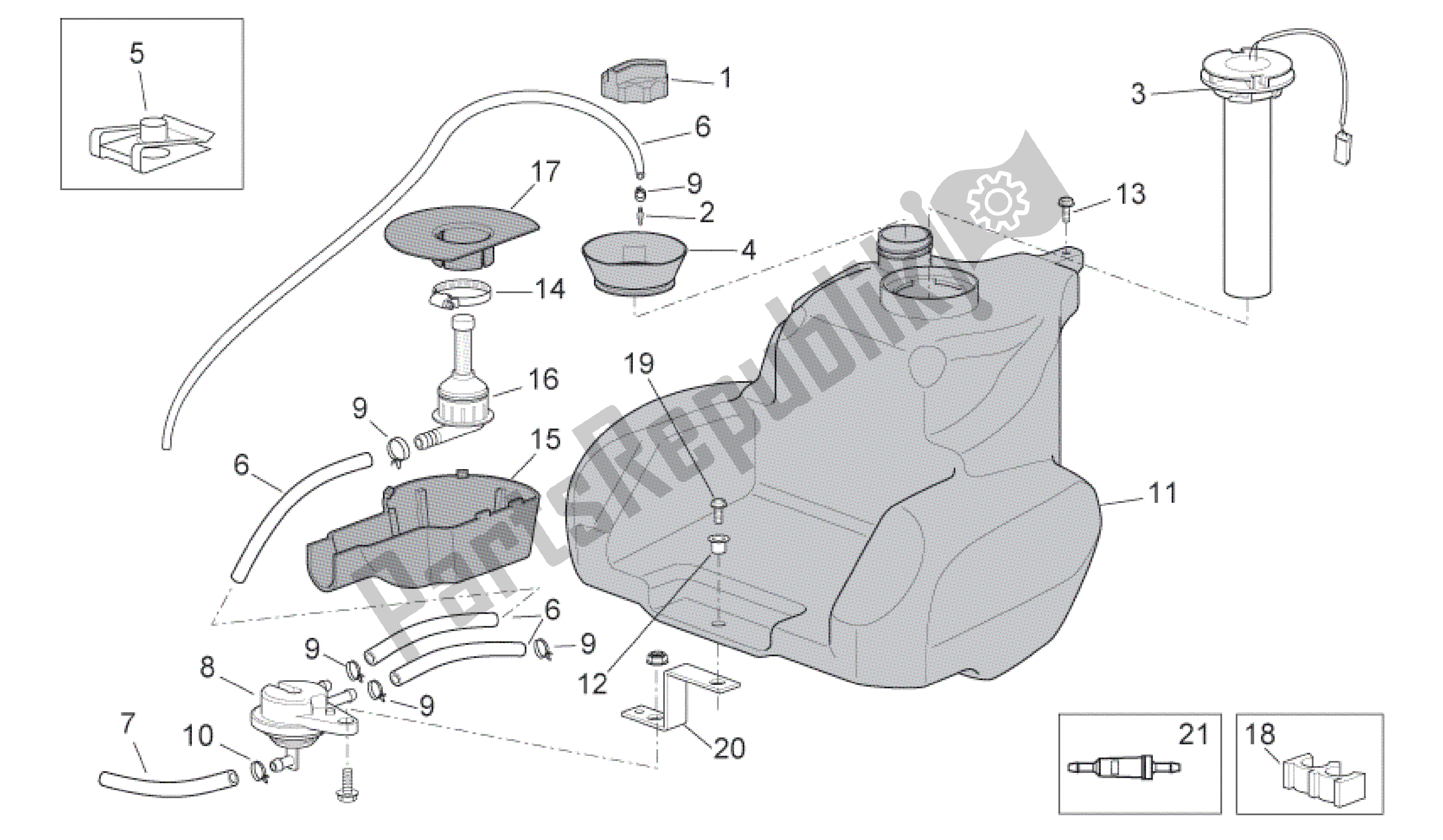 Toutes les pièces pour le Réservoir De Carburant Ii du Aprilia Scarabeo 100 2006 - 2009