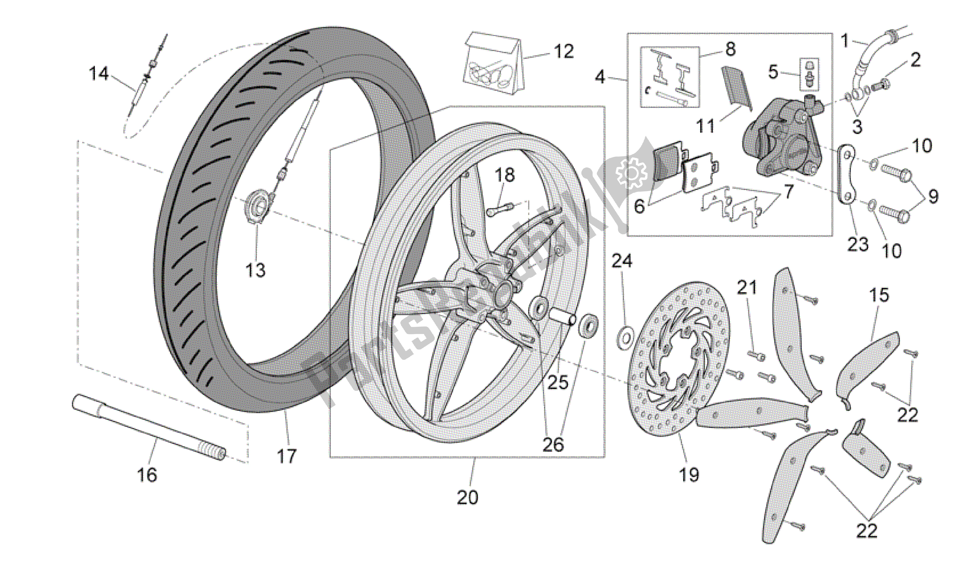 Todas las partes para Rueda Delantera - Freno De Disco de Aprilia Scarabeo 100 2006 - 2009