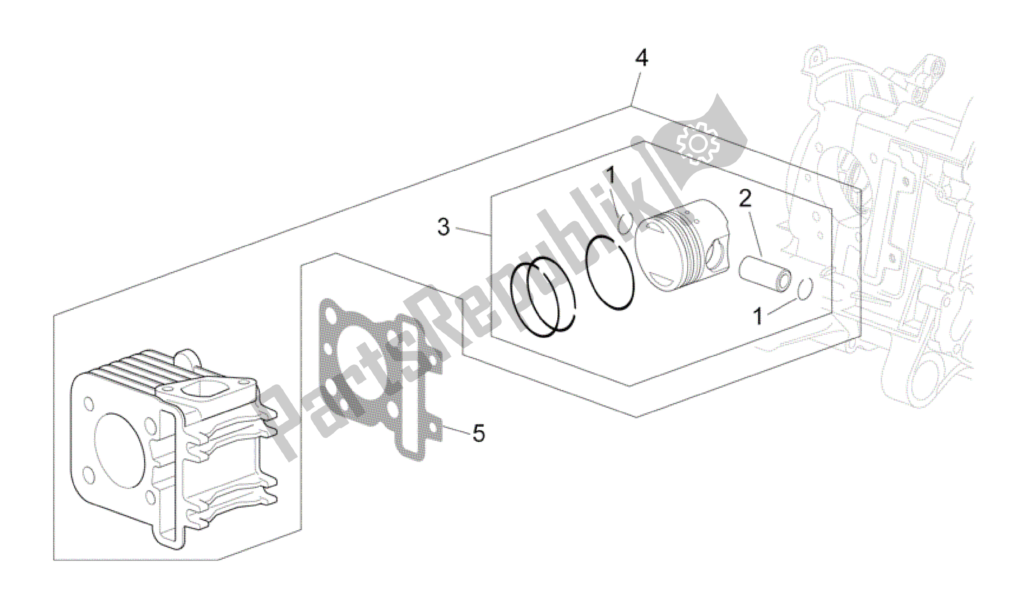 Toutes les pièces pour le Cylindre - Piston du Aprilia Scarabeo 100 2006 - 2009