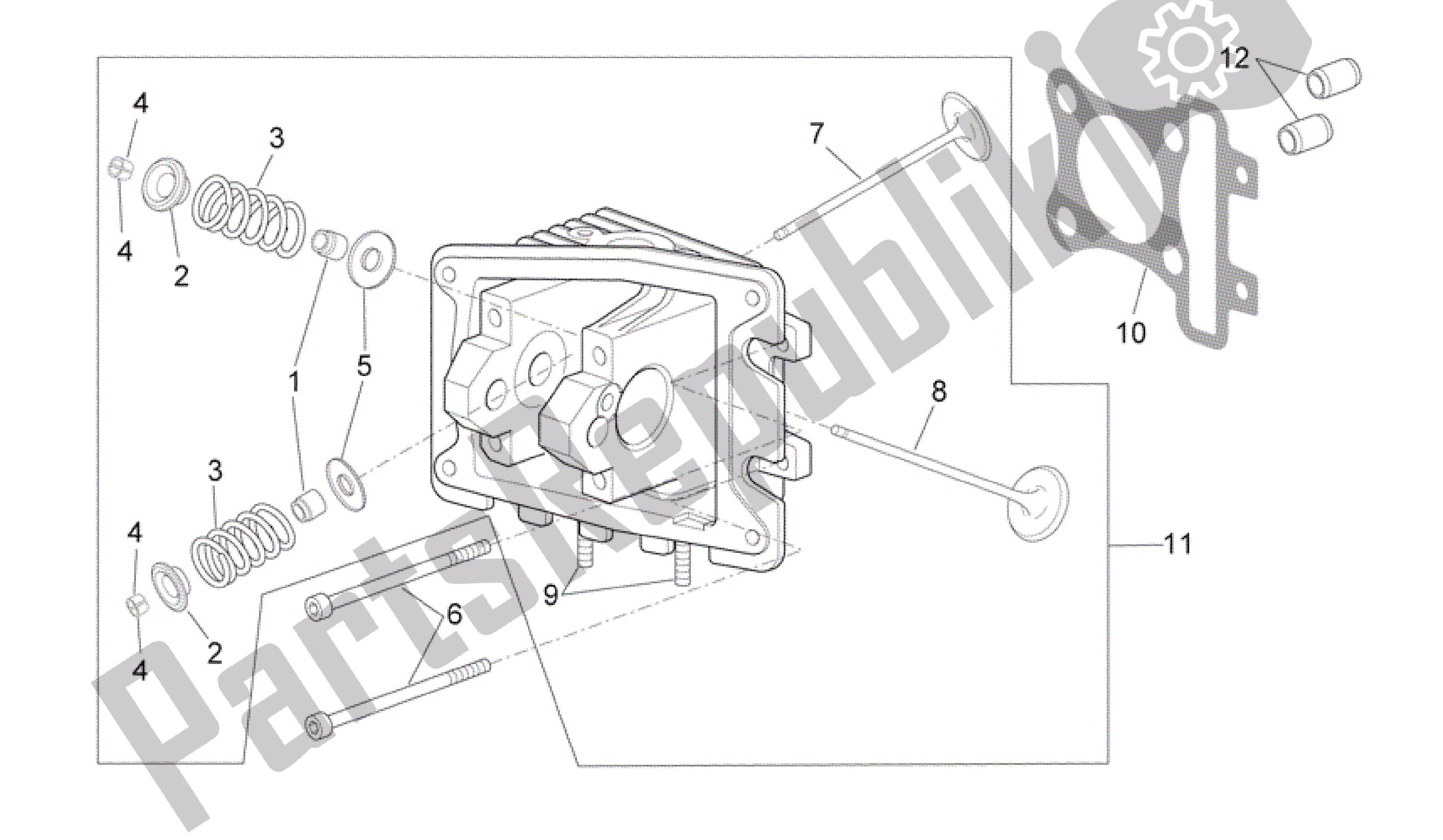 All parts for the Cylinder Head - Valves of the Aprilia Scarabeo 100 2006 - 2009