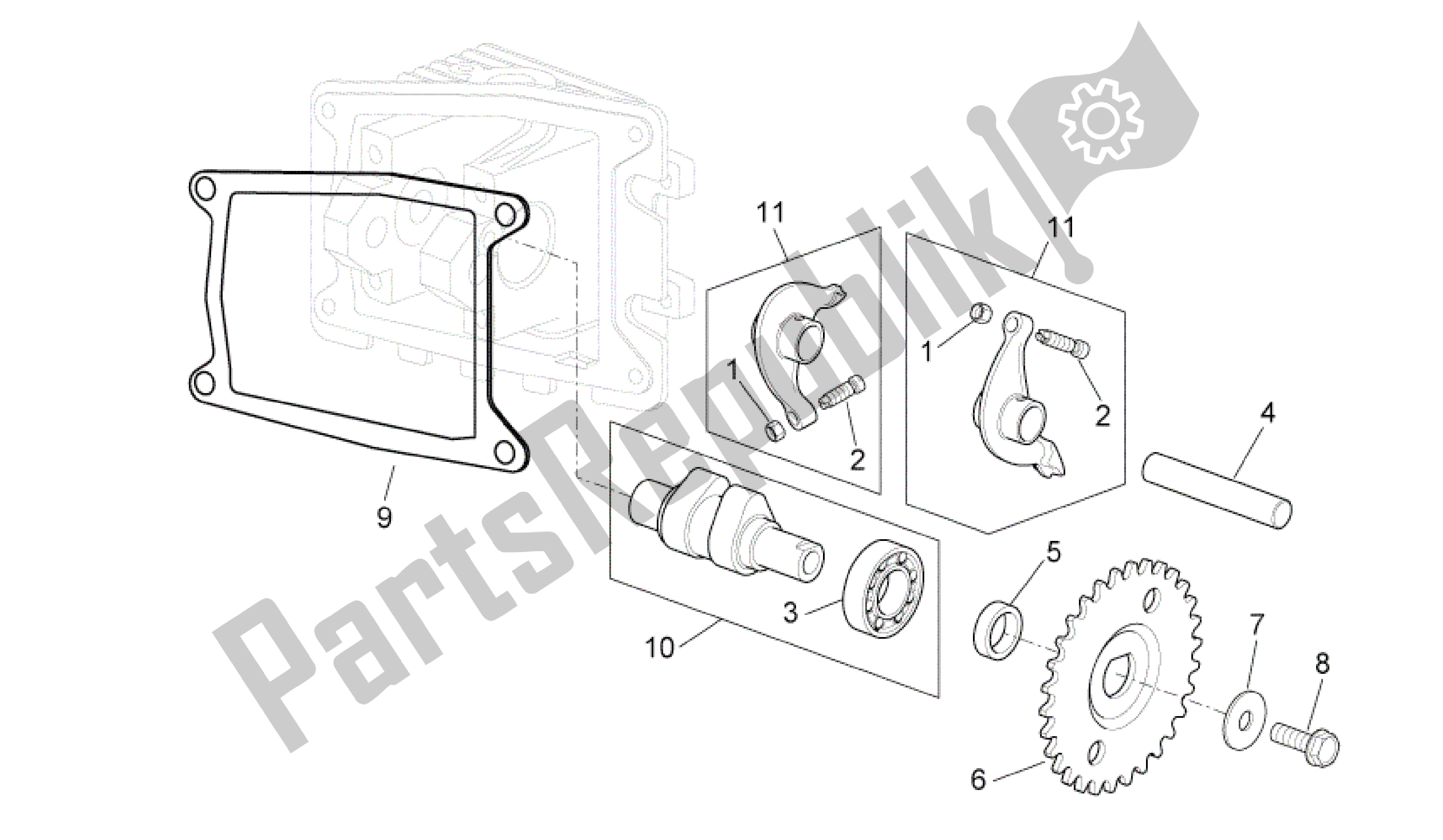 Todas las partes para Control De Válvula de Aprilia Scarabeo 100 2006 - 2009