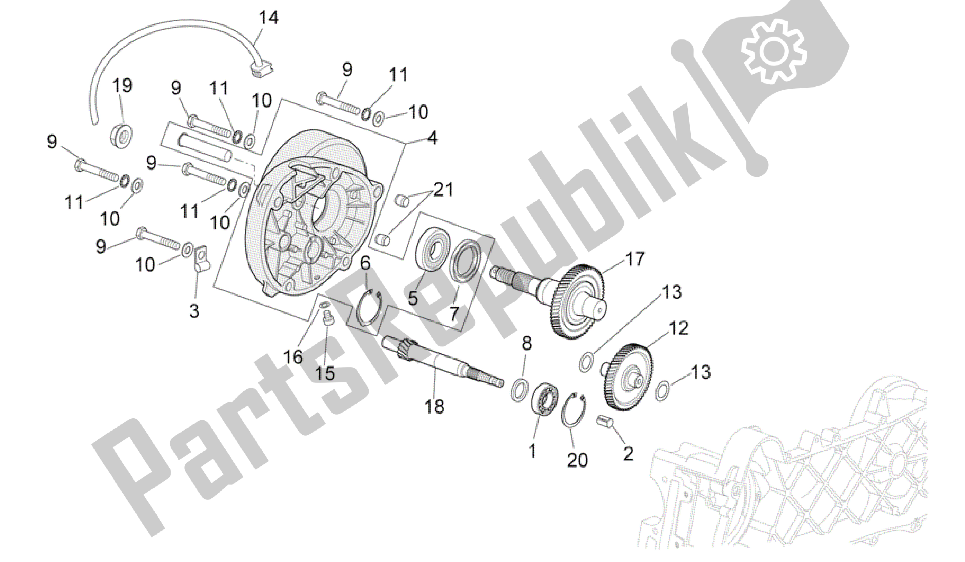 Alle onderdelen voor de Overdragen van de Aprilia Scarabeo 100 2006 - 2009