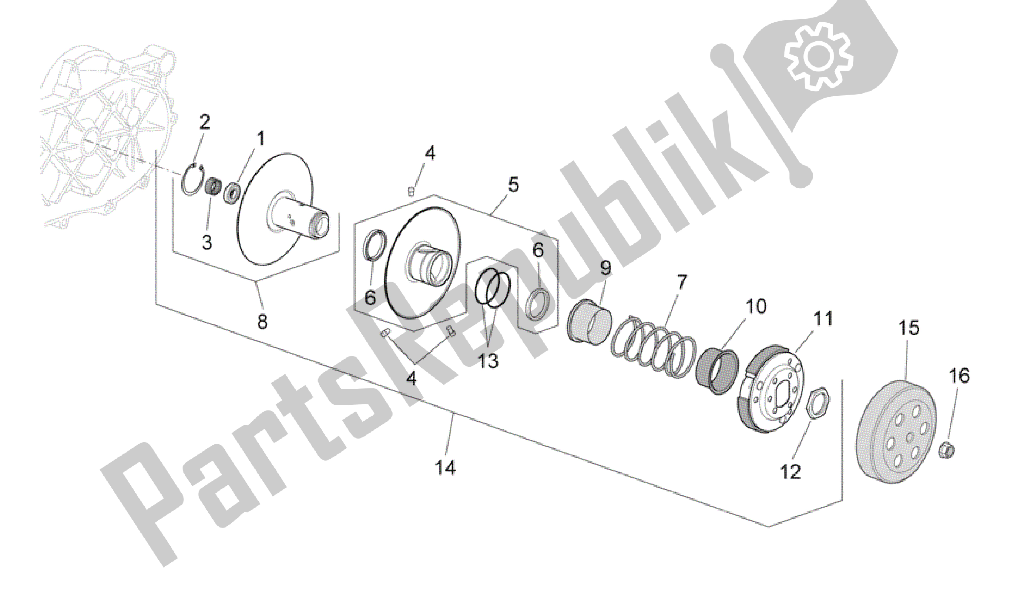 Wszystkie części do Sprz? G? O Aprilia Scarabeo 100 2006 - 2009