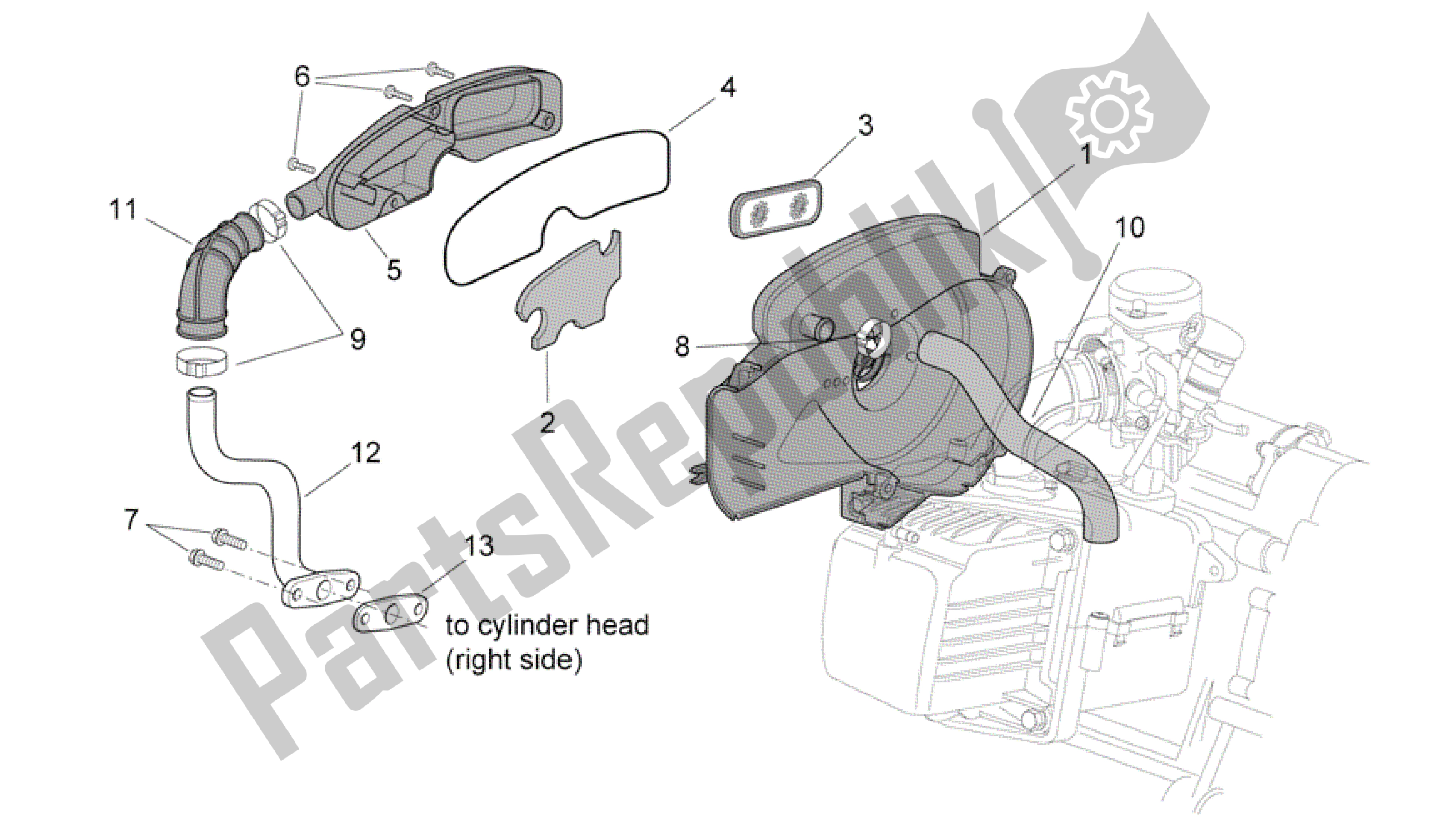 All parts for the Secondary Air of the Aprilia Scarabeo 100 2006 - 2009