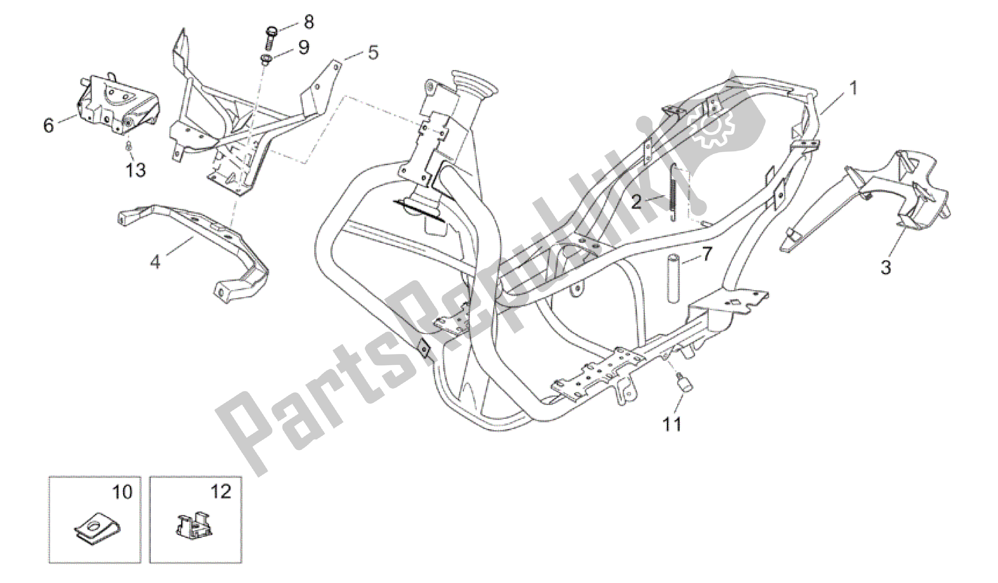 All parts for the Frame of the Aprilia Atlantic 125 2003 - 2006