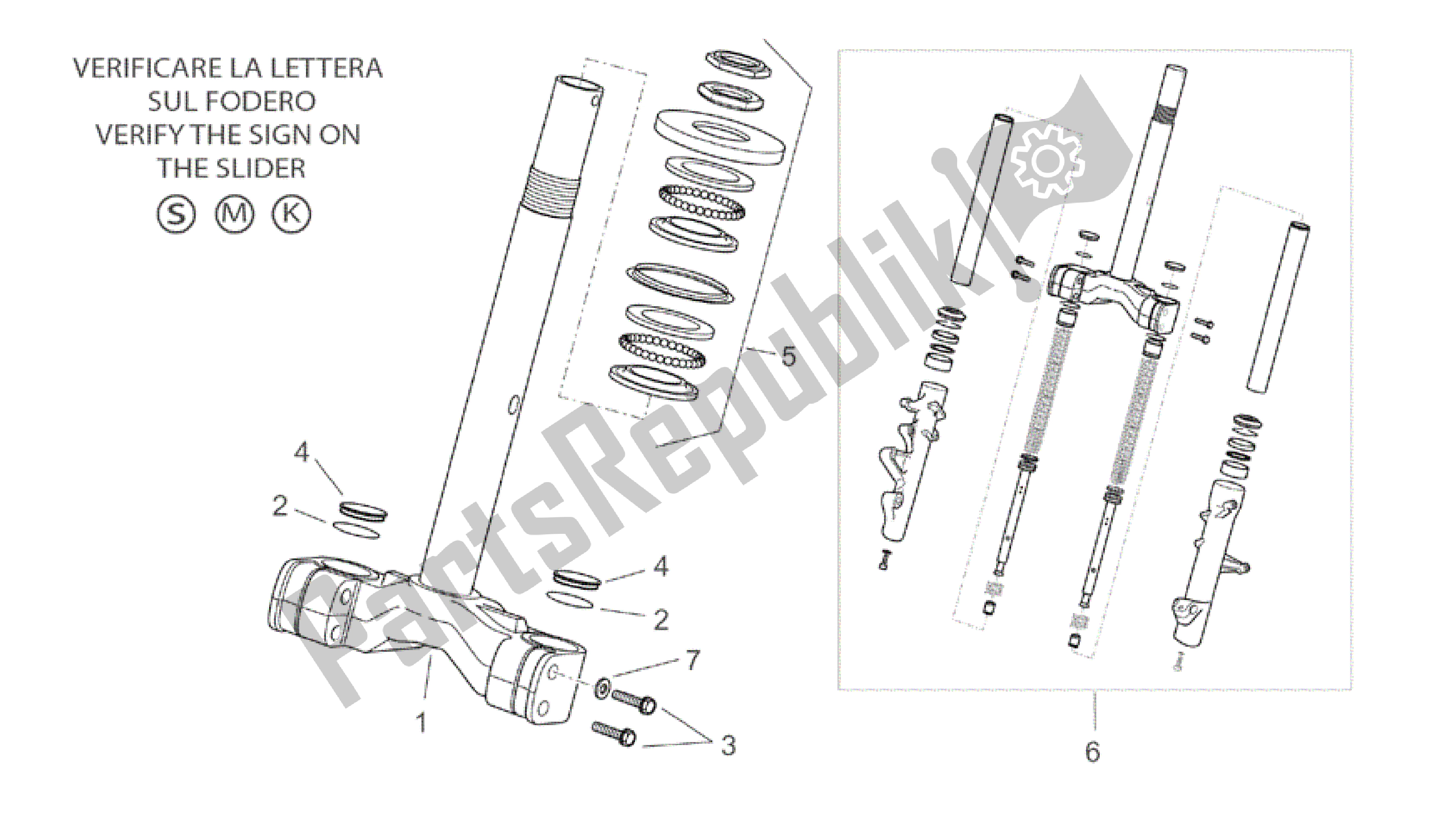 All parts for the Front Fork I of the Aprilia Atlantic 125 2003 - 2006