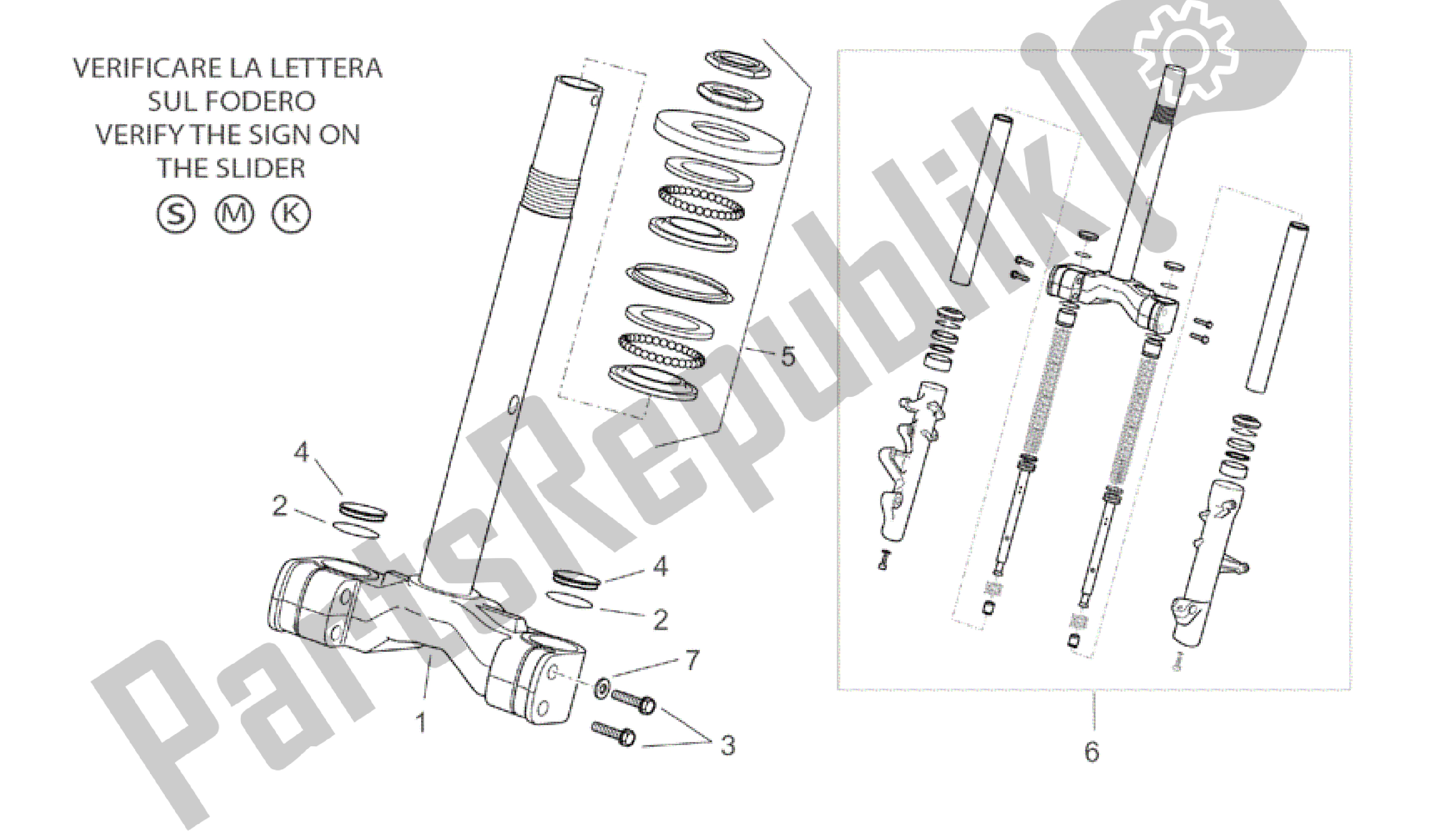 Tutte le parti per il Forcella Anteriore I del Aprilia Atlantic 125 2003 - 2006