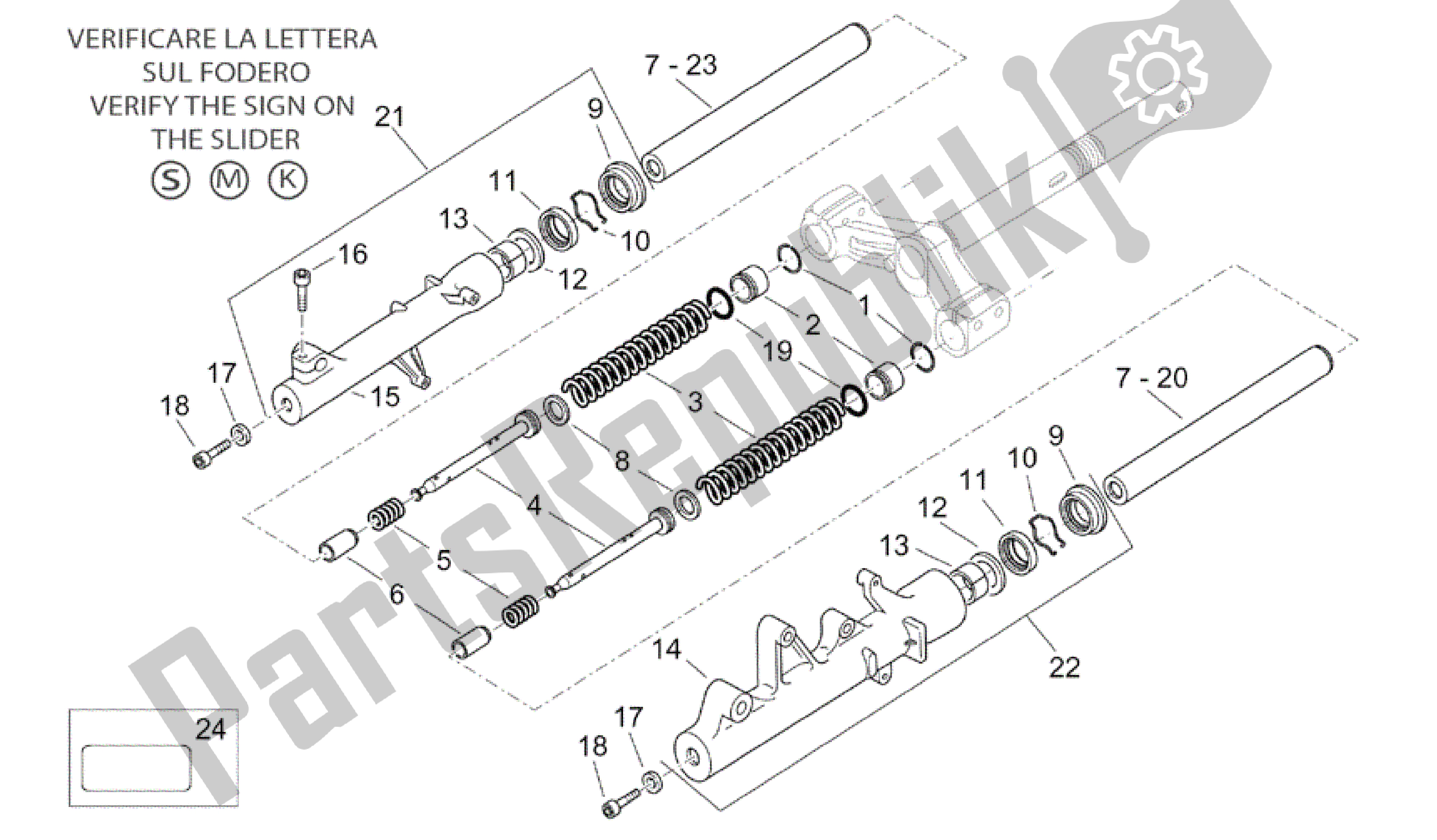 All parts for the Front Fork Ii of the Aprilia Atlantic 125 2003 - 2006