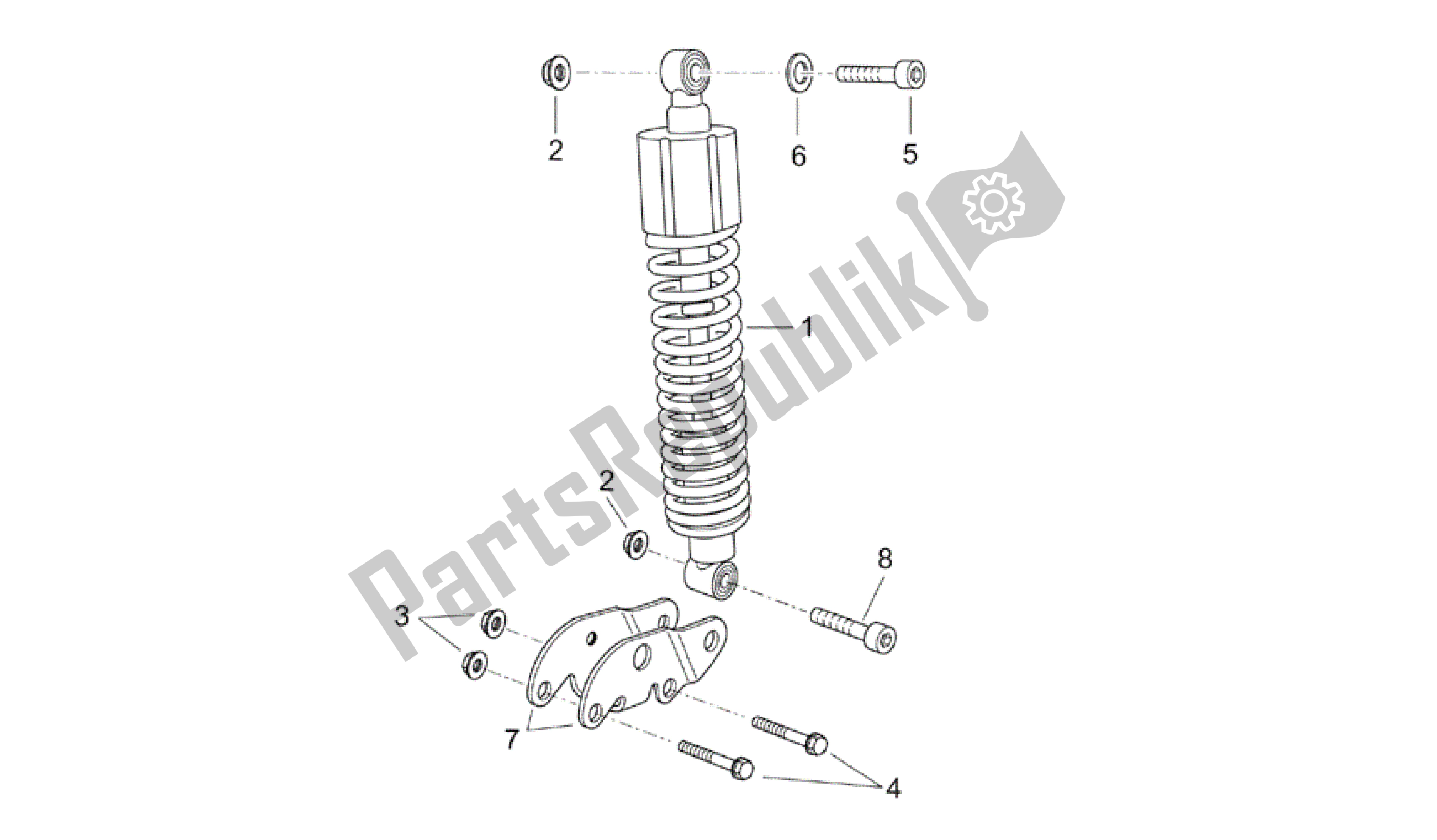 All parts for the Rear Shock Absorber of the Aprilia Atlantic 125 2003 - 2006