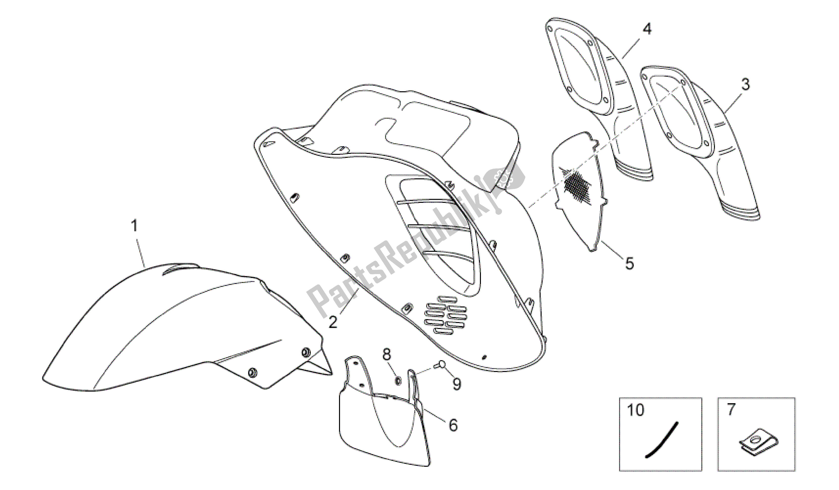 All parts for the Front Body Iii of the Aprilia Atlantic 125 2003 - 2006