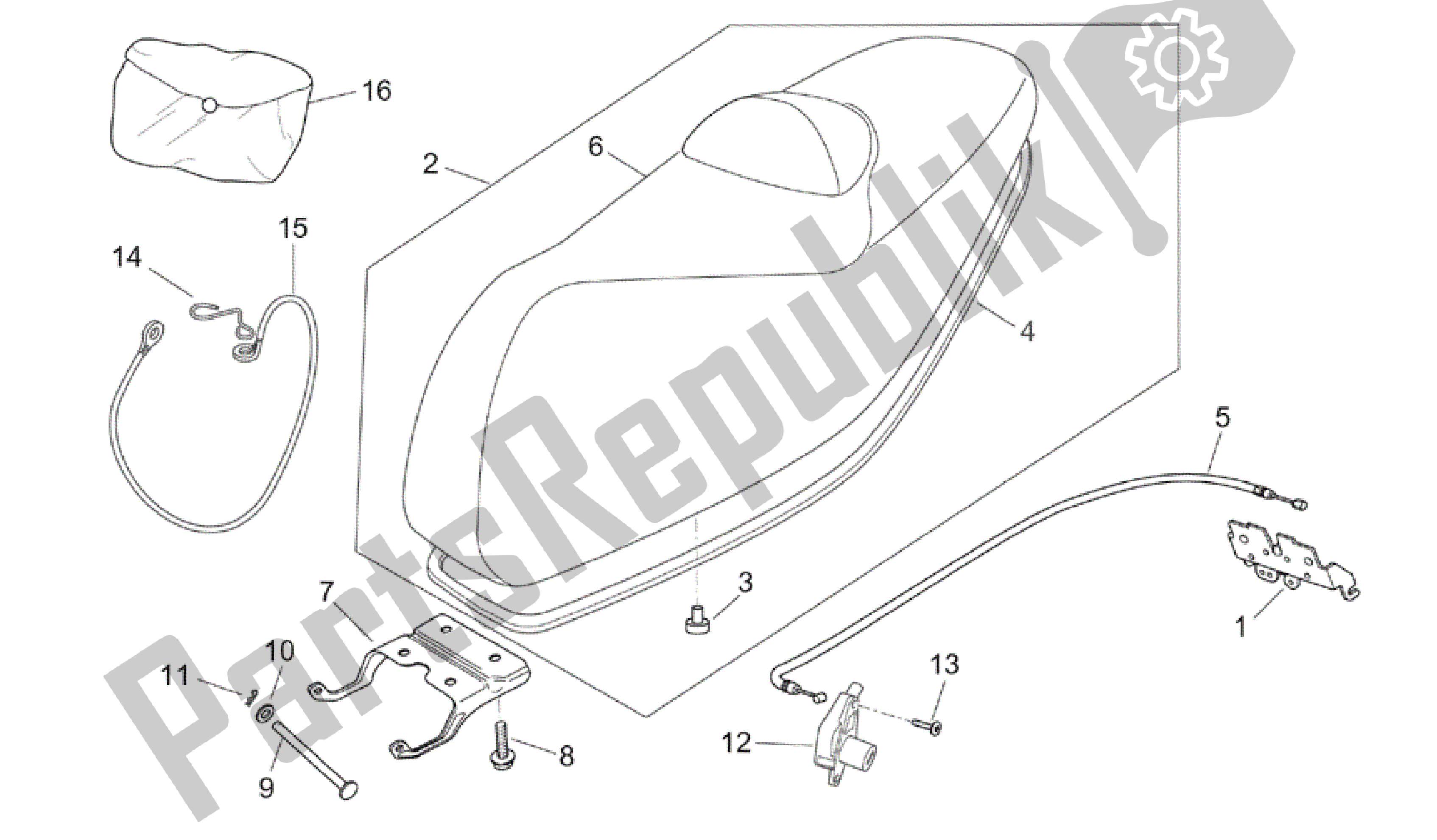 Todas as partes de Selim do Aprilia Atlantic 125 2003 - 2006