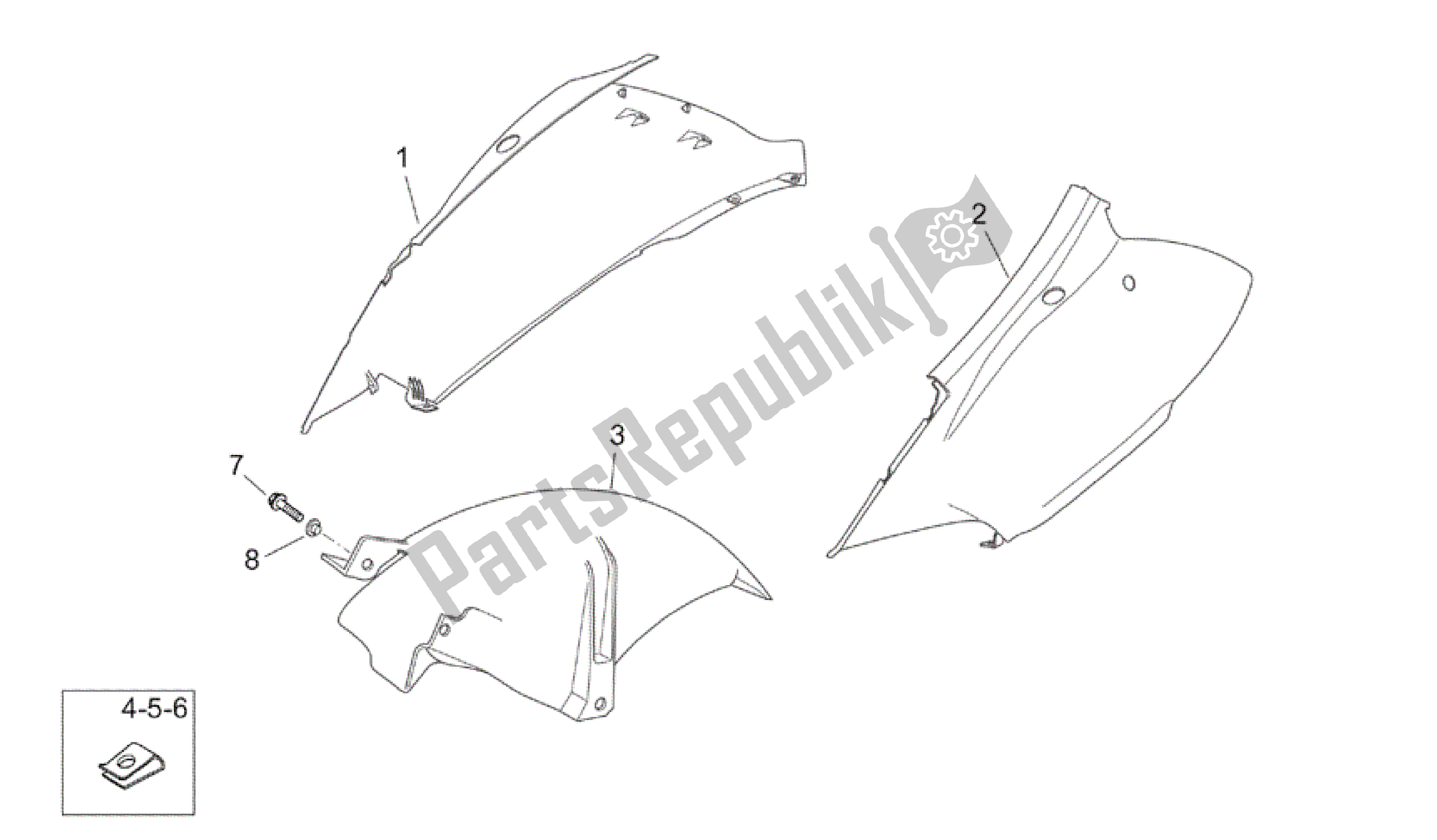 Todas as partes de Corpo Traseiro Eu do Aprilia Atlantic 125 2003 - 2006