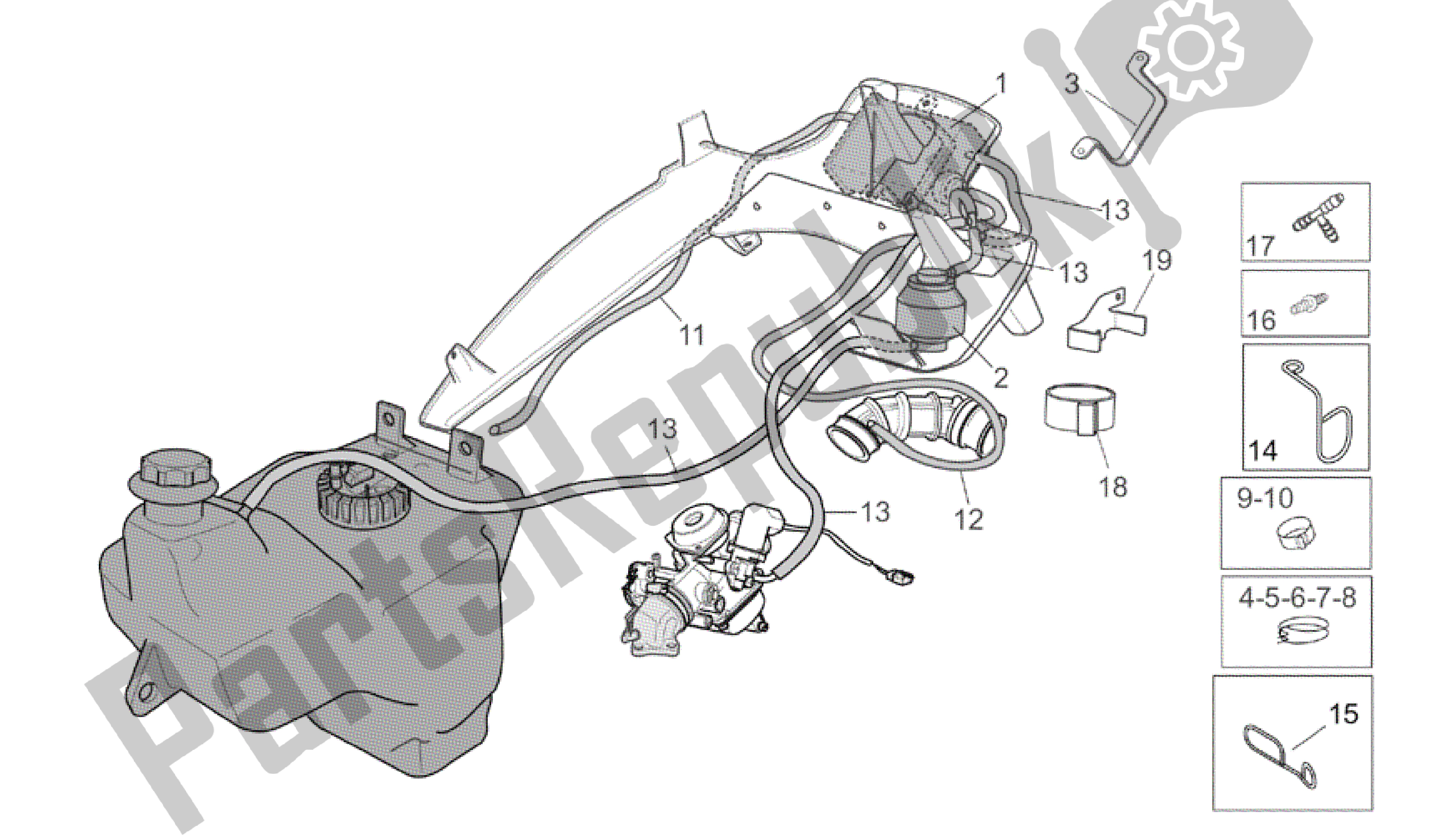 Todas las partes para Sistema De Recuperación De Vapor De Combustible de Aprilia Atlantic 125 2003 - 2006