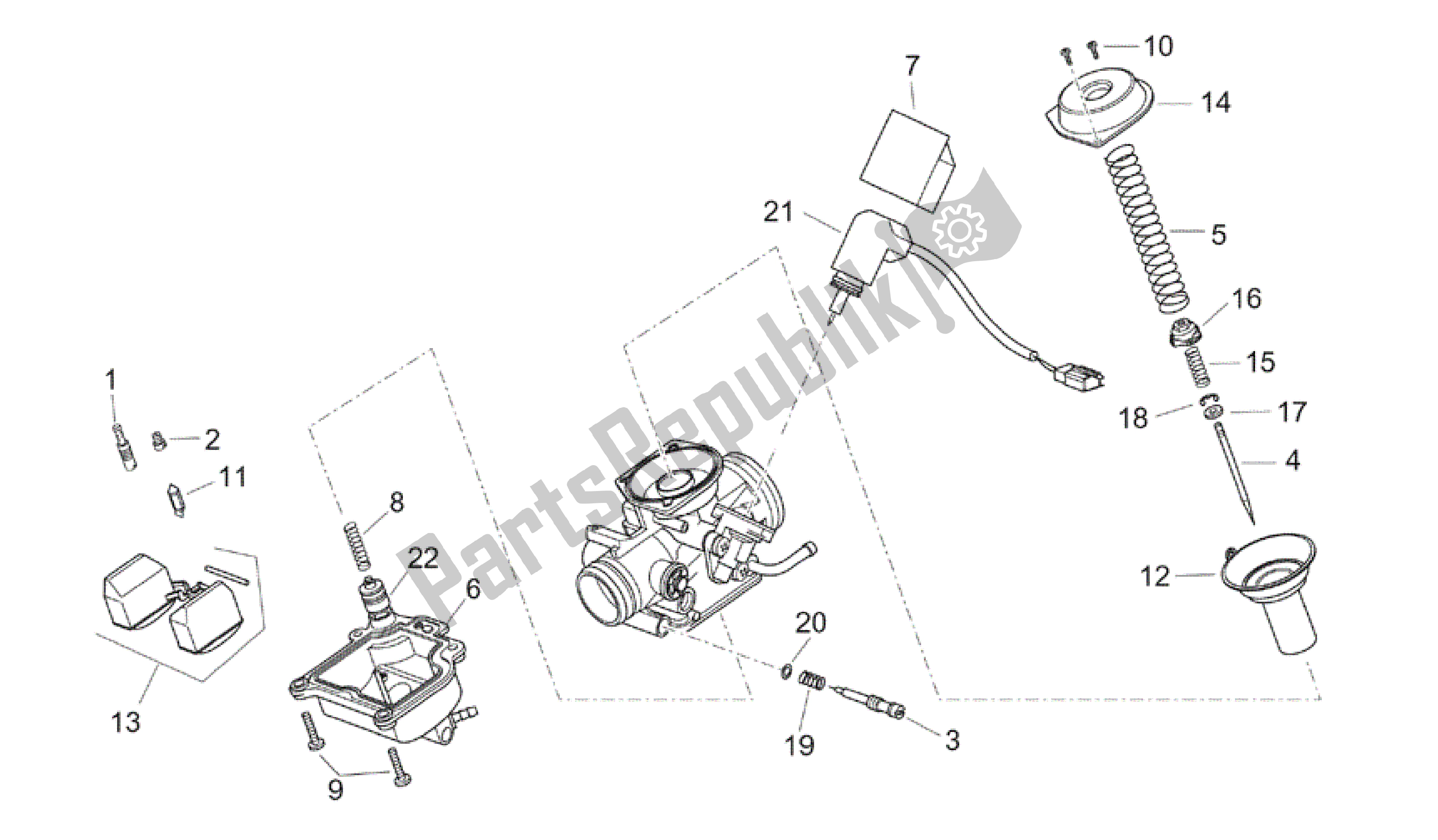 Toutes les pièces pour le Carburateur Ii du Aprilia Atlantic 125 2003 - 2006