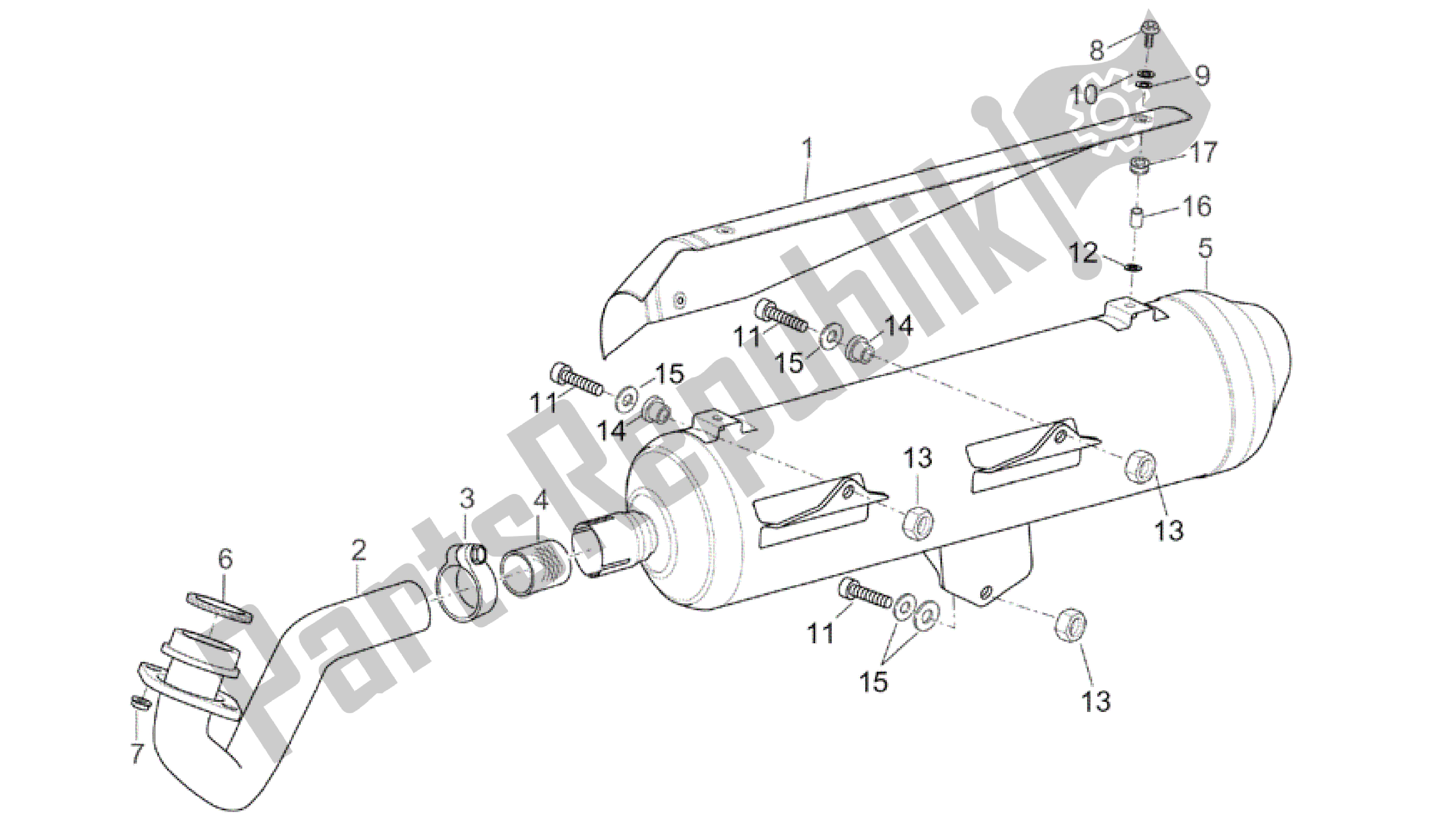 Todas las partes para Unidad De Escape de Aprilia Atlantic 125 2003 - 2006