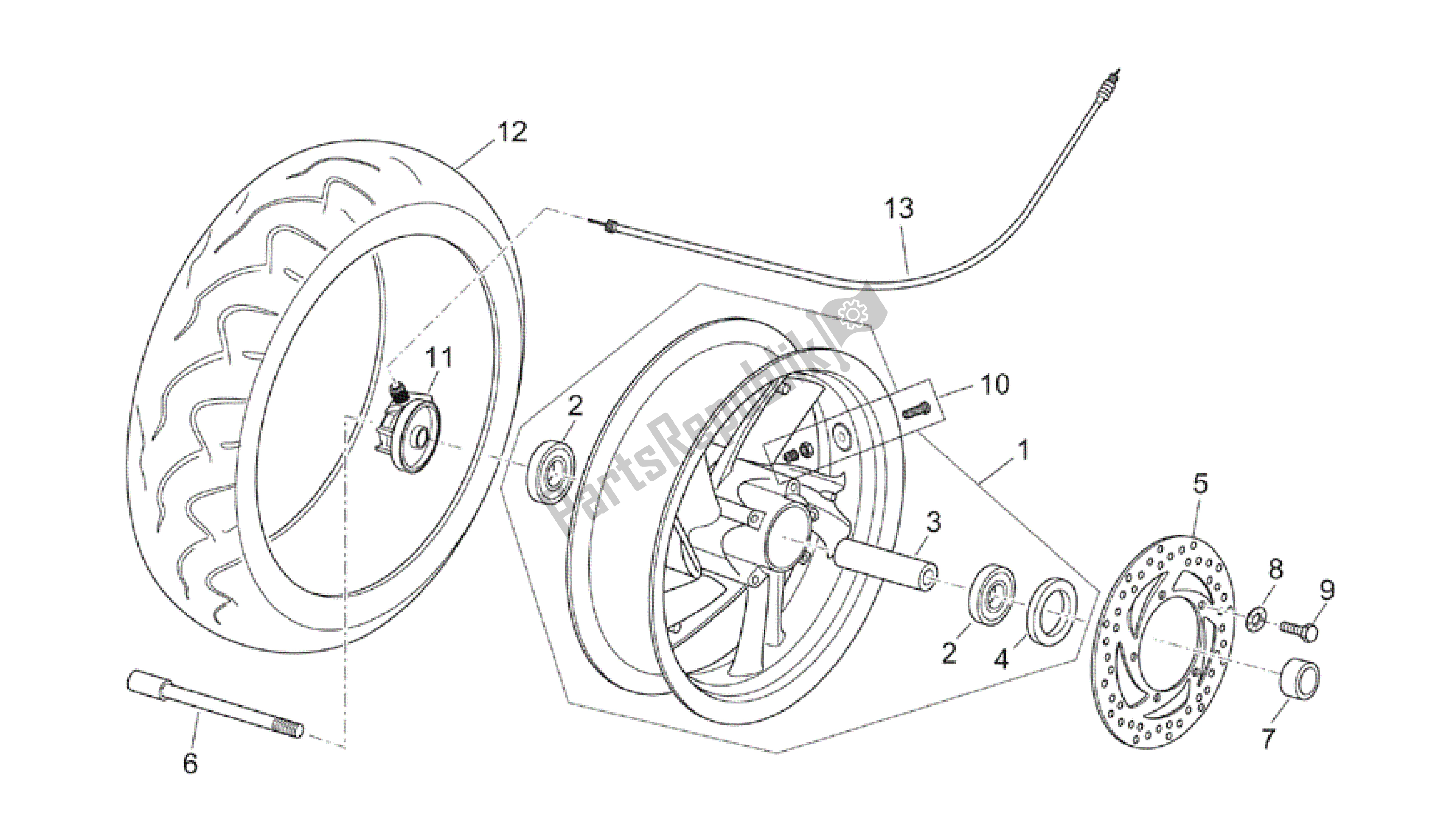 Todas as partes de Roda Da Frente do Aprilia Atlantic 125 2003 - 2006