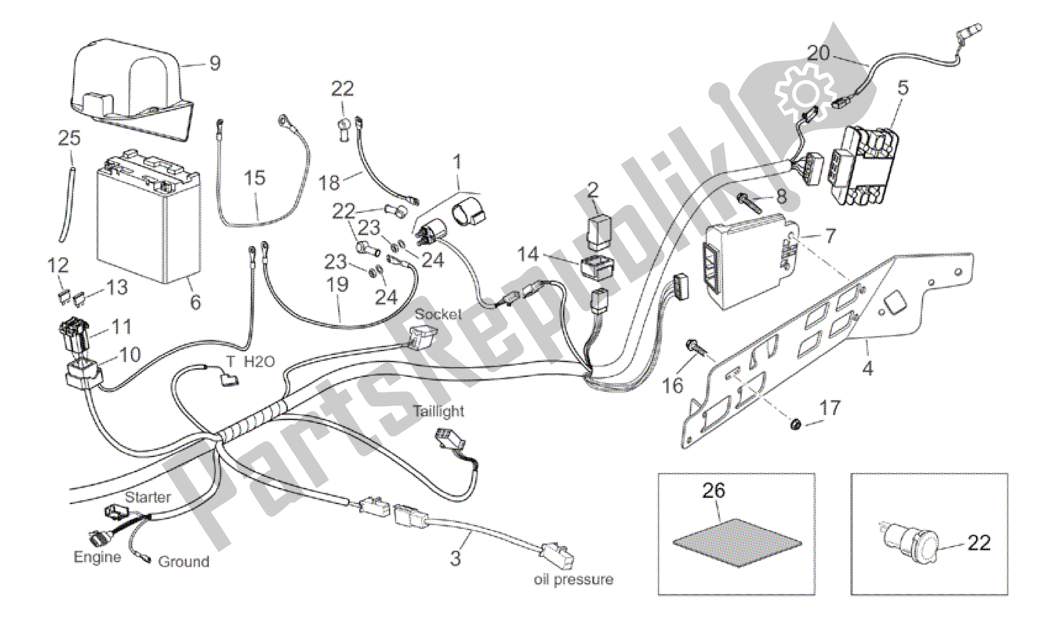 All parts for the Rear Electrical System of the Aprilia Atlantic 125 2003 - 2006