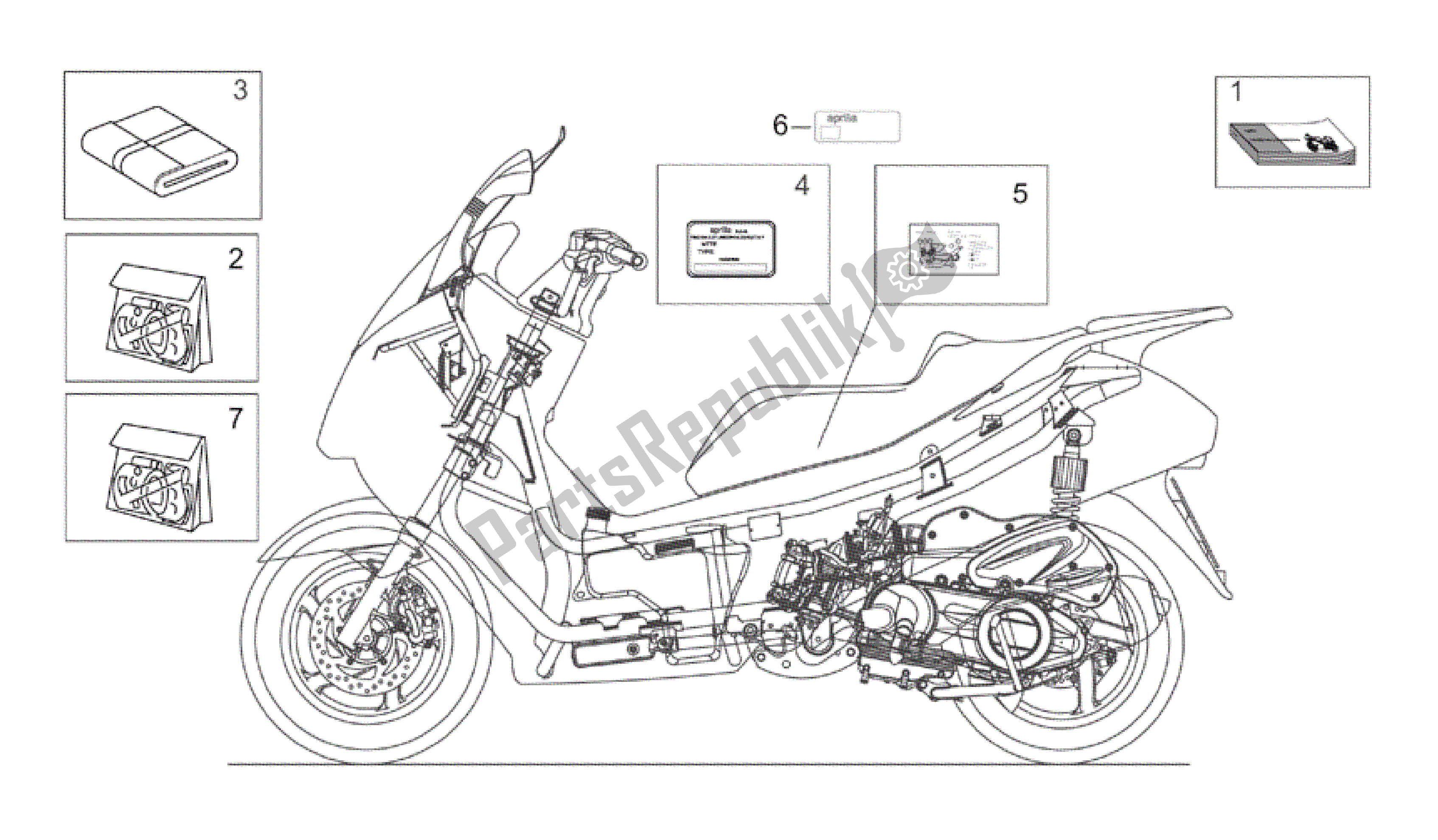 Toutes les pièces pour le Assiette Set-decal-op. Handbooks du Aprilia Atlantic 125 2003 - 2006