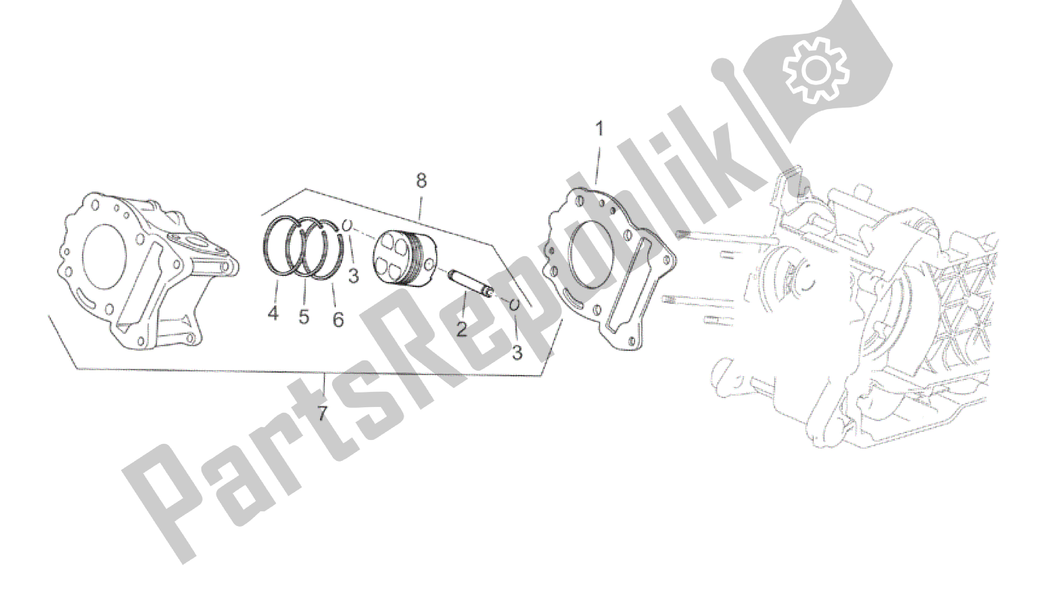 Tutte le parti per il Cilindro del Aprilia Atlantic 125 2003 - 2006