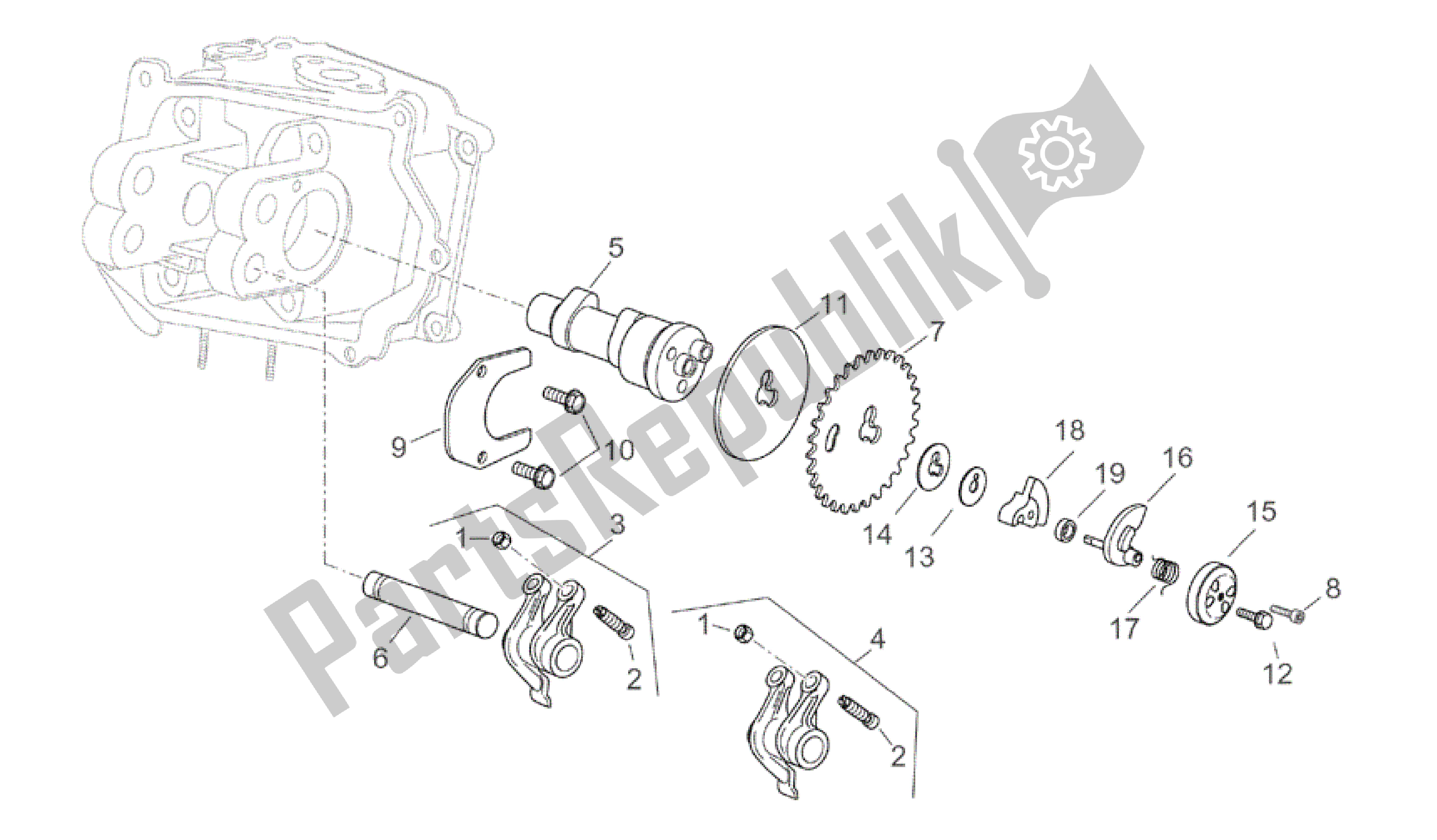 Toutes les pièces pour le Arbre à Cames du Aprilia Atlantic 125 2003 - 2006