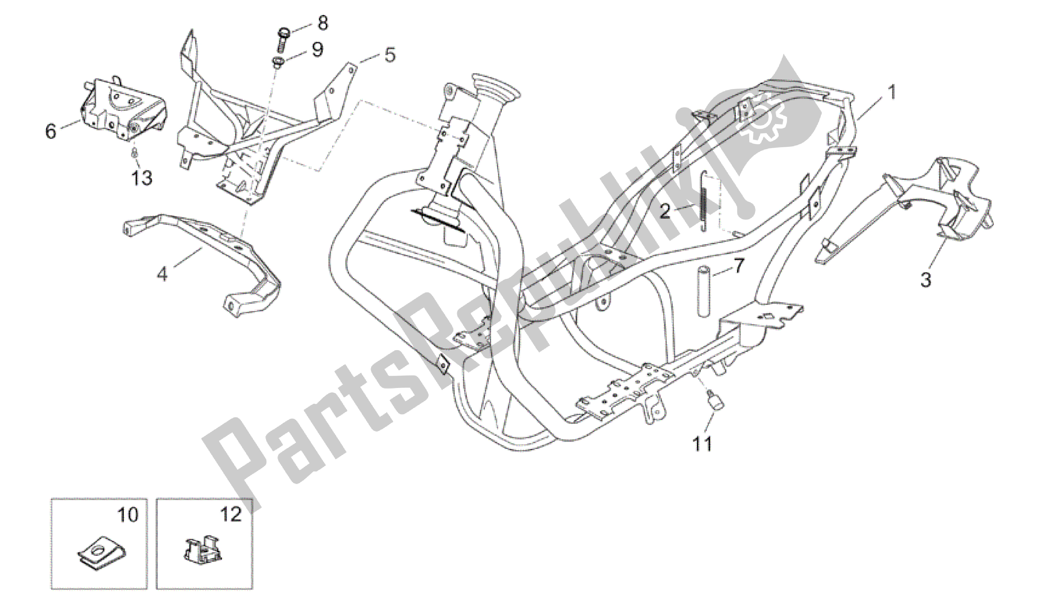 Toutes les pièces pour le Cadre du Aprilia Atlantic 200 2003 - 2006